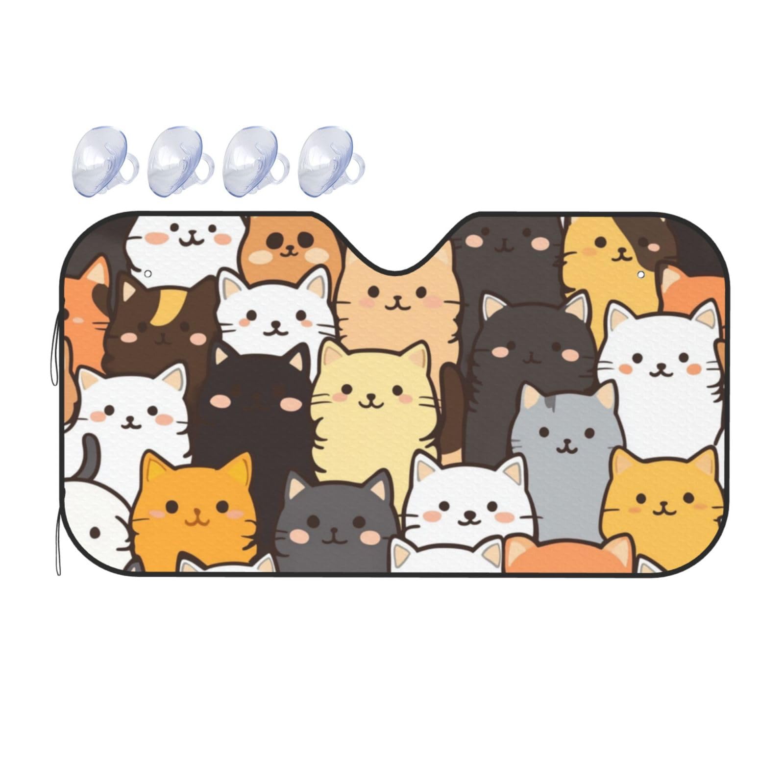 Cartoon-Katze, niedliche Katze, niedliche Cartoon-Katze, Auto-Windschutzscheibe, Wärmedämmung, Sonnenschutz, leicht, einfach zu bedienen, Auto-Sonnenblende für SUV, Limousine und Personenfahrzeuge Cartoon-Katze, niedliche Katze, niedliche Cartoon-Katze, Auto-Windschutzscheibe, Wärmedämmung, Sonnenschutz, leicht, einfach zu bedienen, Auto-Sonnenblende für SUV, Limousine und Personenfahrzeuge von SHFJASBNUMG