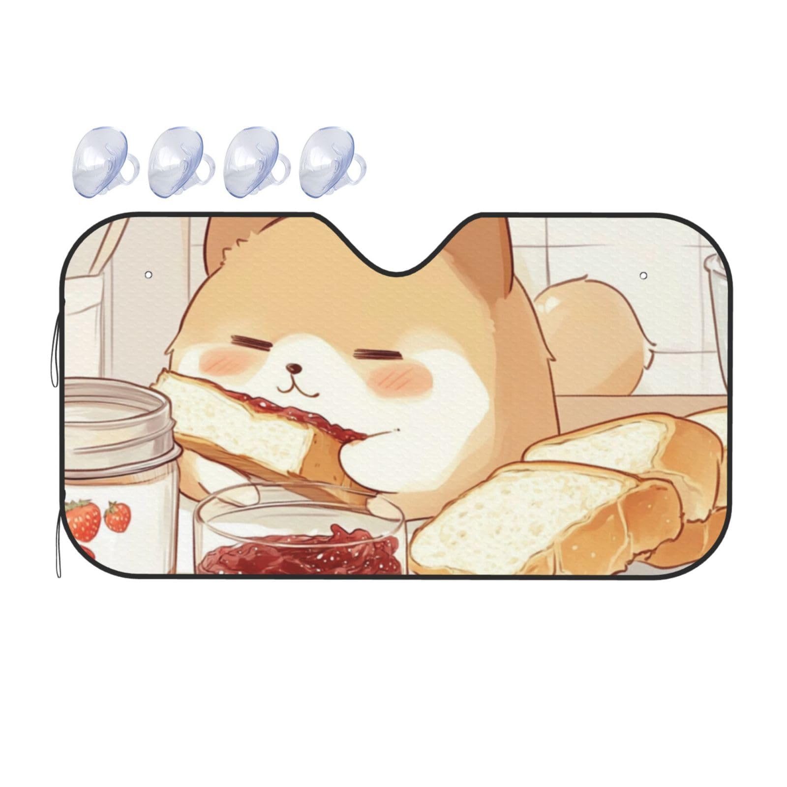 Chubby Shiba Brot-Sonnenschutz für Auto, LKW, SUV, blockiert UV-Strahlen, 130 x 70 cm Chubby Shiba Brot-Sonnenschutz für Auto, LKW, SUV, blockiert UV-Strahlen, 130 x 70 cm von SHFJASBNUMG