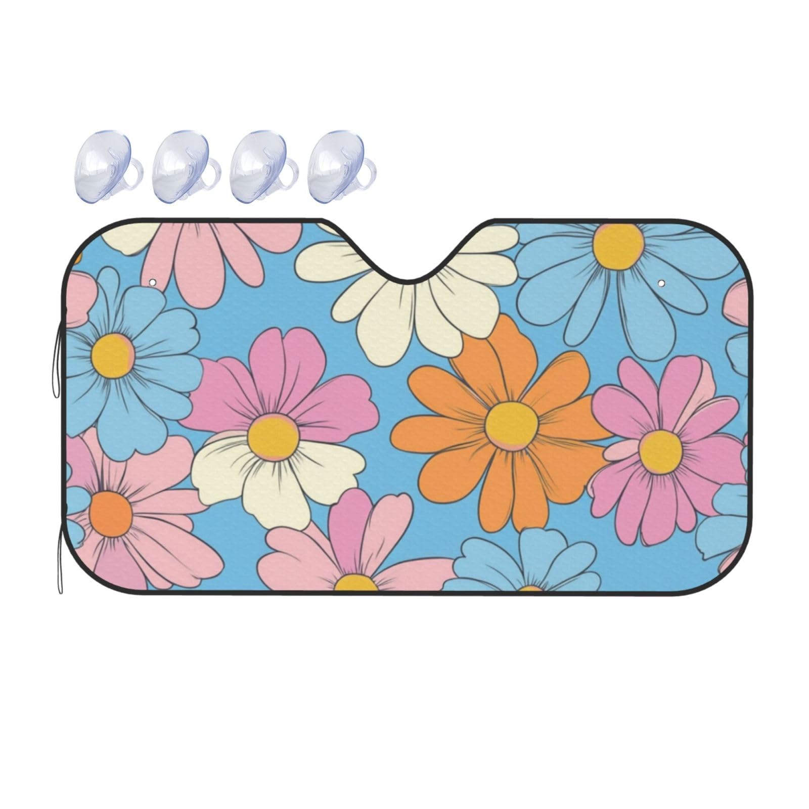Gänseblümchen, bunte Retro-Blumen, niedliches Blumenmuster, Auto-Sonnenschutz für Auto, LKW, SUV, blockiert UV-Strahlen, Sonne, 130 x 70 cm Gänseblümchen, bunte Retro-Blumen, niedliches Blumenmuster, Auto-Sonnenschutz für Auto, LKW, SUV, blockiert UV-Strahlen, Sonne, 130 x 70 cm von SHFJASBNUMG