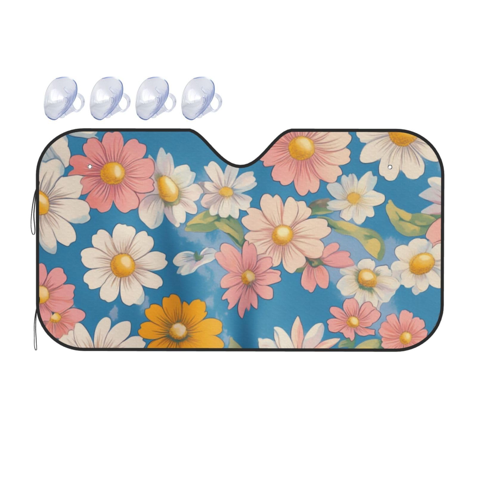 Gänseblümchen, bunte Retro-Blumen, niedliches Blumenmuster, Auto-Sonnenschutz für Auto, LKW, SUV, blockiert UV-Strahlen, Sonne, 130 x 70 cm Gänseblümchen, bunte Retro-Blumen, niedliches Blumenmuster, Auto-Sonnenschutz für Auto, LKW, SUV, blockiert UV-Strahlen, Sonne, 130 x 70 cm von SHFJASBNUMG