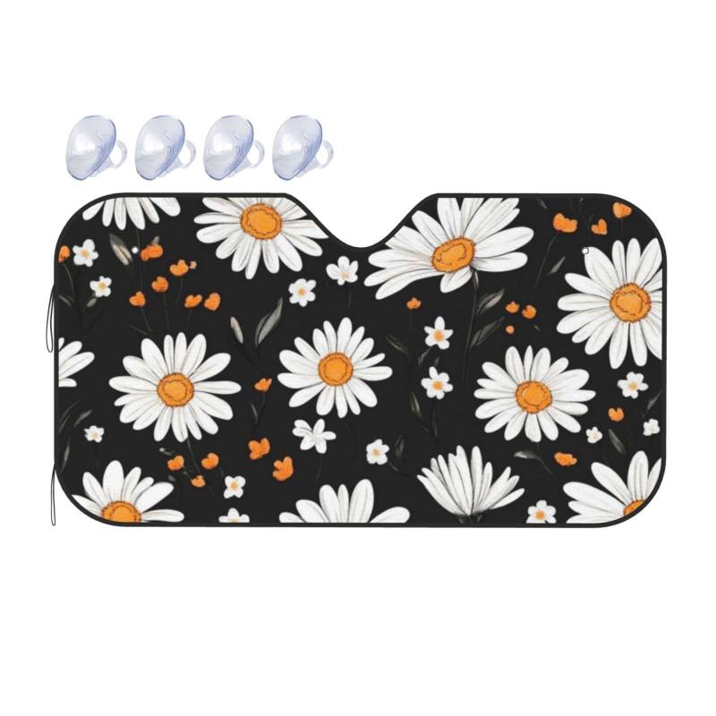 Gänseblümchen-Gänseblümchen, Auto-Windschutzscheibe, Wärmedämmung, Sonnenschutz, leicht, einfach zu bedienen, Auto-Sonnenblende für SUV, Limousine und PKW, 140 x 76 cm von SHFJASBNUMG