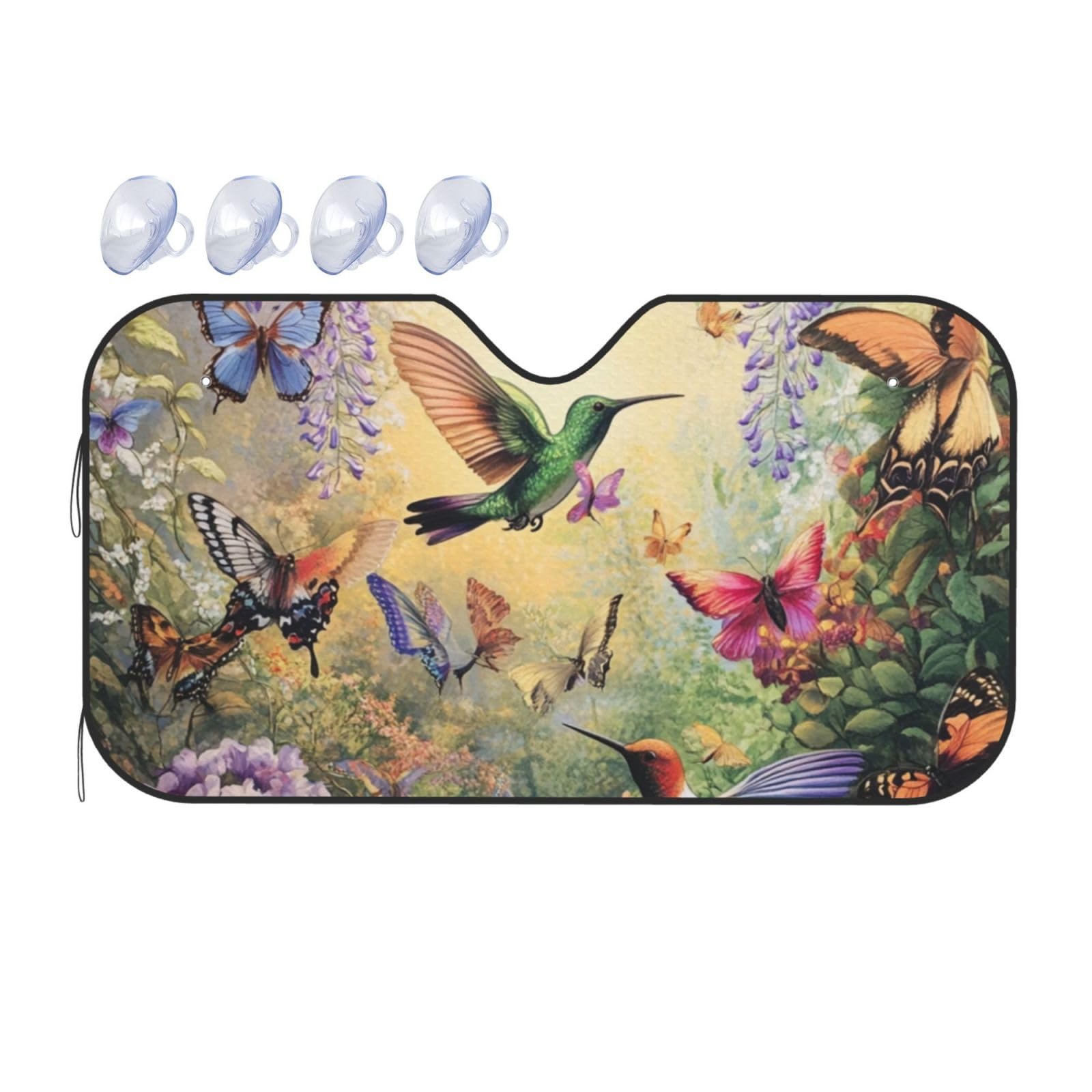 Kolibri, Schmetterling, Blumen, Kolibri, Schmetterling, Auto-Windschutzscheibe, Wärmedämmung, Sonnenschutz, leicht, einfach zu bedienen, Auto-Sonnenblende für SUV, Limousine und PKW, 140 x 76 cm Kolibri, Schmetterling, Blumen, Kolibri, Schmetterling, Auto-Windschutzscheibe, Wärmedämmung, Sonnenschutz, leicht, einfach zu bedienen, Auto-Sonnenblende für SUV, Limousine und PKW, 140 x 76 cm von SHFJASBNUMG