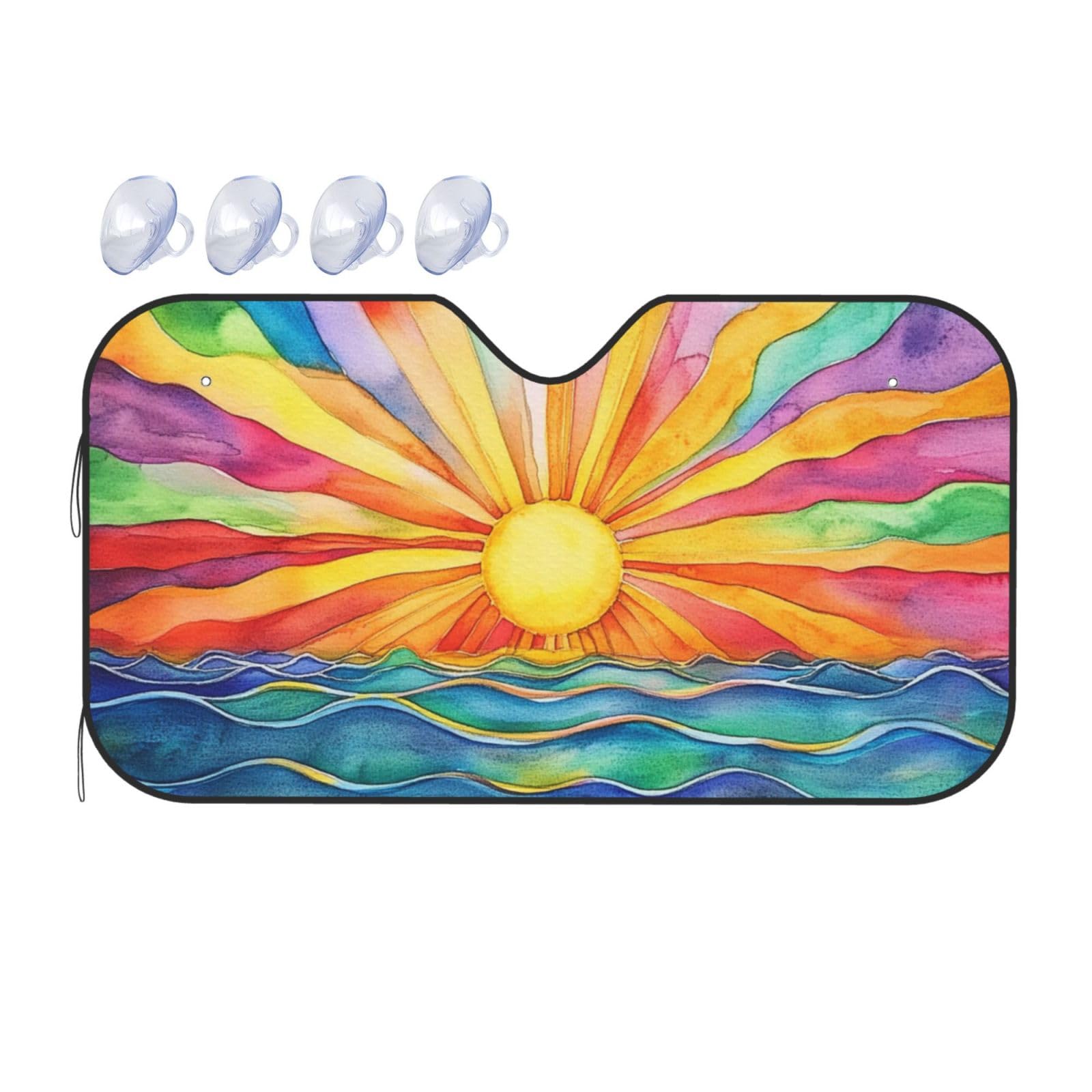 Rainbow Sun Sun Schwarzlicht, UV-Schwarzlicht, reaktiv, Auto-Windschutzscheibe, Wärmedämmung, Sonnenschutz, leicht, einfach zu bedienen, Auto-Sonnenblende für SUV, Limousine und PKW, 140 x 76 cm Rainbow Sun Sun Schwarzlicht, UV-Schwarzlicht, reaktiv, Auto-Windschutzscheibe, Wärmedämmung, Sonnenschutz, leicht, einfach zu bedienen, Auto-Sonnenblende für SUV, Limousine und PKW, 140 x 76 cm von SHFJASBNUMG