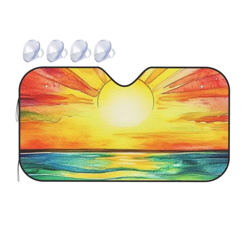 Rainbow Sun Sun Schwarzlicht, UV-Schwarzlicht, reaktiv, Auto-Windschutzscheibe, Wärmedämmung, Sonnenschutz, leicht, einfach zu bedienen, Auto-Sonnenblende für SUV, Limousine und PKW, 140 x 76 cm von SHFJASBNUMG