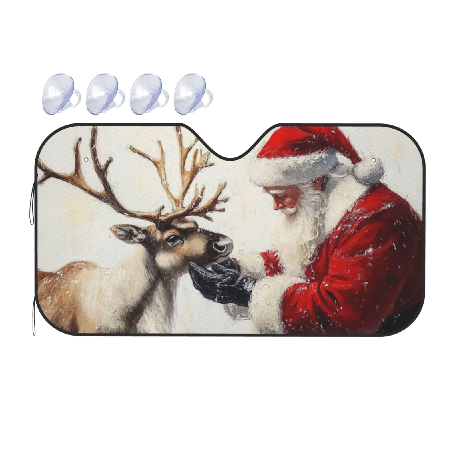 Santa Pets Sonnenblende mit Rentier-Motiv, klassisch, Weihnachtsmann, Wärmedämmung, leicht, einfach zu bedienen, Auto-Sonnenblende für SUV, Limousine und PKW, 140 x 76 cm Santa Pets Sonnenblende mit Rentier-Motiv, klassisch, Weihnachtsmann, Wärmedämmung, leicht, einfach zu bedienen, Auto-Sonnenblende für SUV, Limousine und PKW, 140 x 76 cm von SHFJASBNUMG