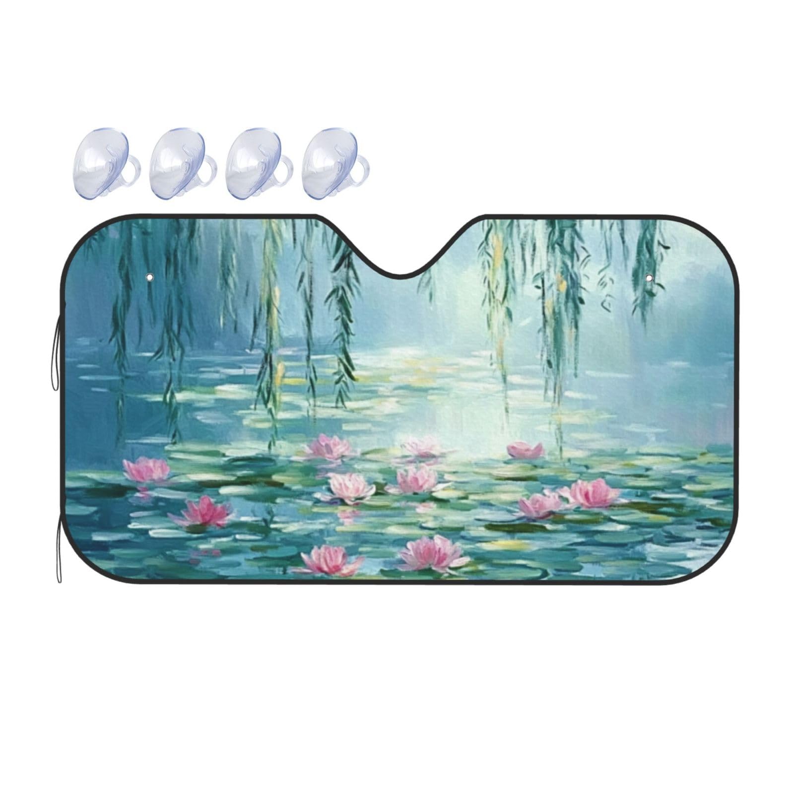 Seerosen, Lotusblumen, grüne Weidenzweige für Auto, LKW, SUV, blockiert UV-Strahlen, Sonne, 130 x 70 cm Seerosen, Lotusblumen, grüne Weidenzweige für Auto, LKW, SUV, blockiert UV-Strahlen, Sonne, 130 x 70 cm von SHFJASBNUMG