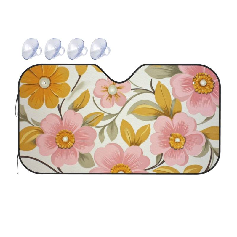 Sonnenblende für die Windschutzscheibe mit Gänseblümchen, Wärmedämmung, leicht, einfach zu bedienen, für SUV, Limousine und PKW, 140 x 76 cm von SHFJASBNUMG