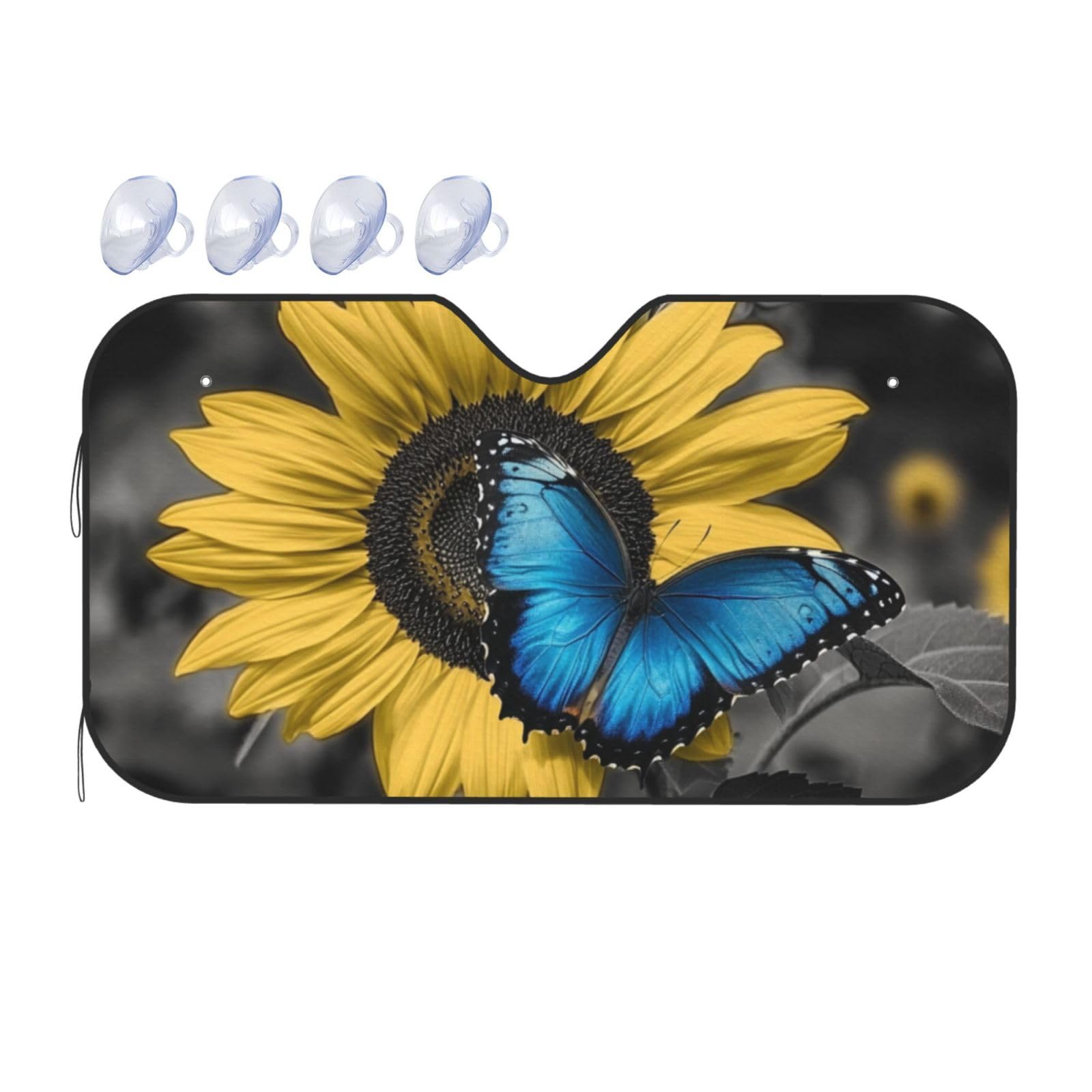 Sonnenblume, Motiv: blauer Schmetterling, Frühlingsblumen, für Auto, LKW, SUV, blockiert UV-Strahlen, Sonne, 130 x 70 cm Sonnenblume, Motiv: blauer Schmetterling, Frühlingsblumen, für Auto, LKW, SUV, blockiert UV-Strahlen, Sonne, 130 x 70 cm von SHFJASBNUMG