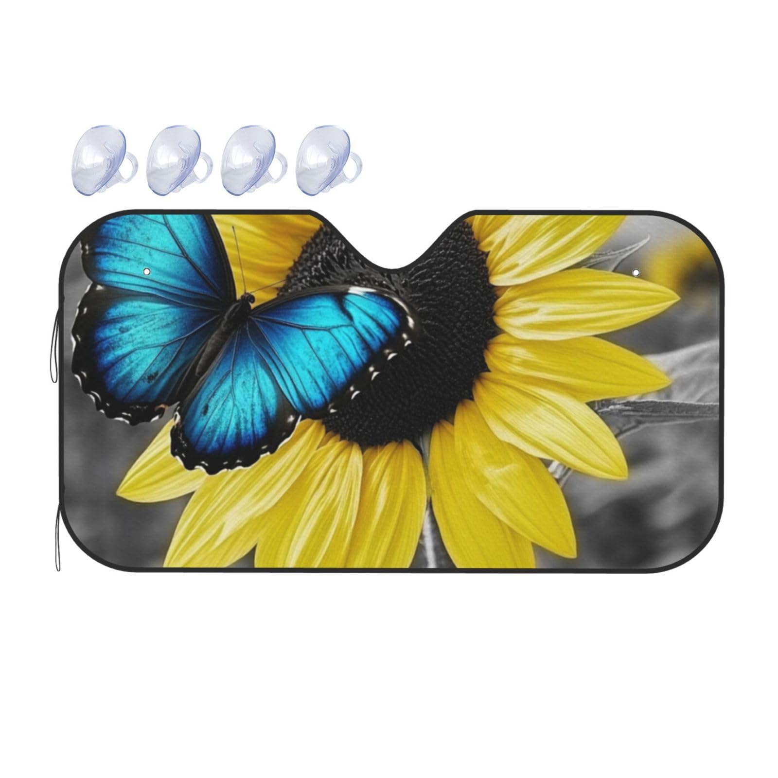 Sonnenblume, blauer Schmetterling, Frühlingsblumen, Malerei, Auto-Sonnenschutz für Auto, LKW, SUV, blockiert UV-Strahlen, Sonne, 130 x 70 cm Sonnenblume, blauer Schmetterling, Frühlingsblumen, Malerei, Auto-Sonnenschutz für Auto, LKW, SUV, blockiert UV-Strahlen, Sonne, 130 x 70 cm von SHFJASBNUMG