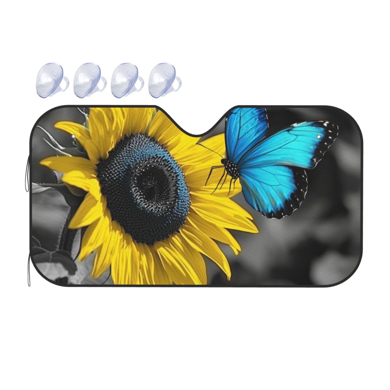 Sonnenblume, blauer Schmetterling, Frühlingsblumen, Malerei, Auto-Sonnenschutz für Auto, LKW, SUV, blockiert UV-Strahlen, Sonne, 130 x 70 cm Sonnenblume, blauer Schmetterling, Frühlingsblumen, Malerei, Auto-Sonnenschutz für Auto, LKW, SUV, blockiert UV-Strahlen, Sonne, 130 x 70 cm von SHFJASBNUMG
