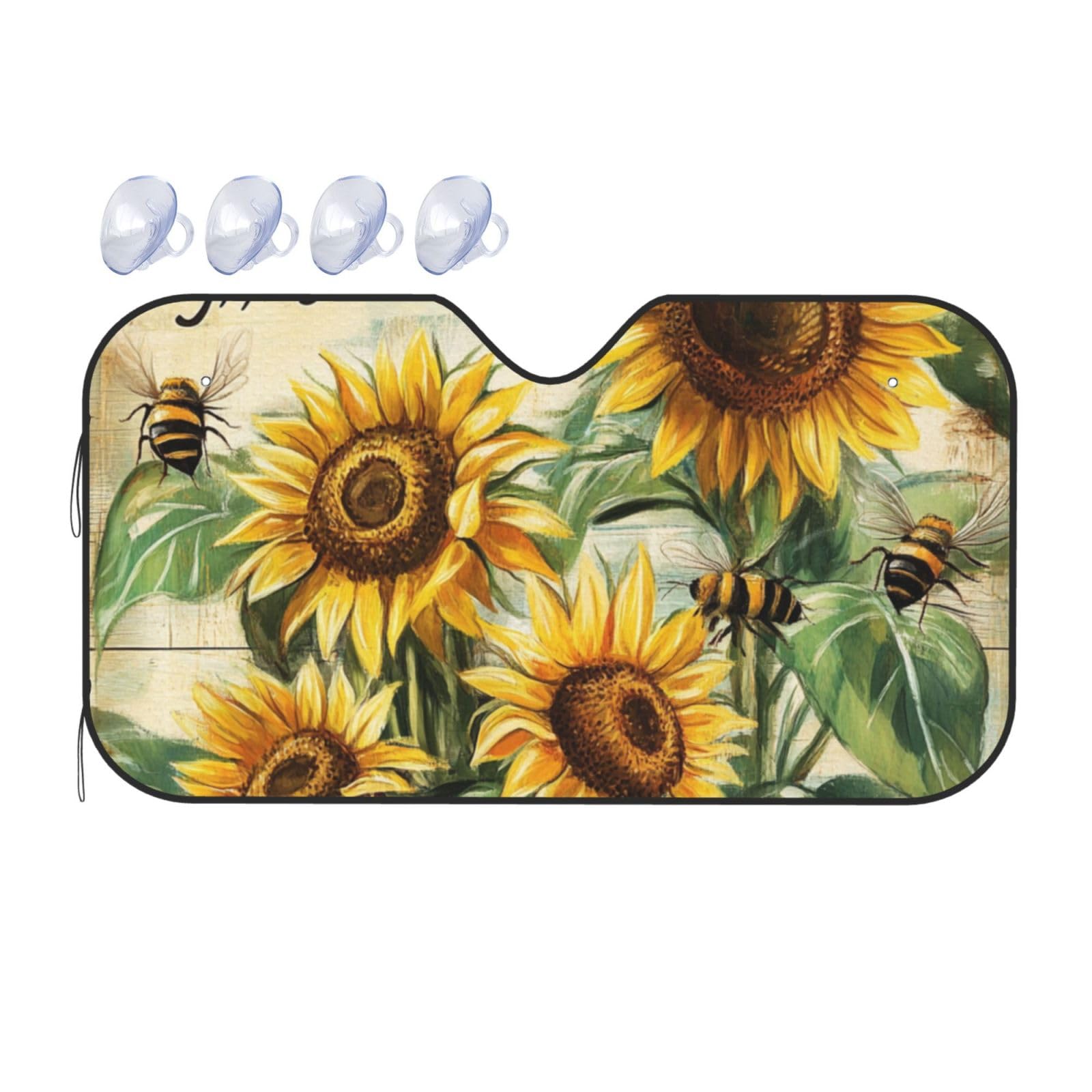 Sonnenblumen und Biene, Sonnenblumen, Biene Auto-Sonnenschutz für Auto, LKW, SUV, blockiert UV-Strahlen, 130 x 70 cm Sonnenblumen und Biene, Sonnenblumen, Biene Auto-Sonnenschutz für Auto, LKW, SUV, blockiert UV-Strahlen, 130 x 70 cm von SHFJASBNUMG