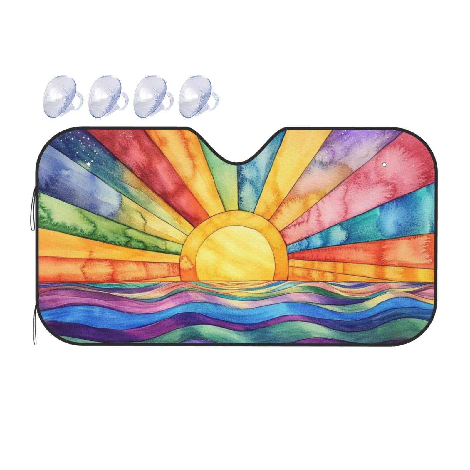 Sonnenschutz, Schwarzlicht, UV-Schwarzlicht, reaktiv, Regenbogen-Sonnenschutz, Wärmedämmung, leicht, einfach zu bedienen, Auto-Sonnenblende für SUV, Limousine und PKW, 140 x 76 cm Sonnenschutz, Schwarzlicht, UV-Schwarzlicht, reaktiv, Regenbogen-Sonnenschutz, Wärmedämmung, leicht, einfach zu bedienen, Auto-Sonnenblende für SUV, Limousine und PKW, 140 x 76 cm von SHFJASBNUMG