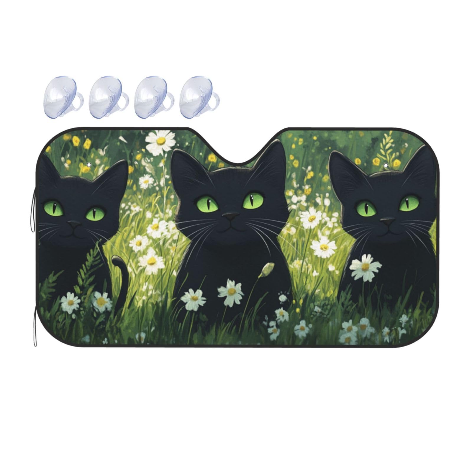 Süße Katze, Vintage-Blume, Pflanze, Auto-Windschutzscheibe, Wärmedämmung, Sonnenschutz, leicht, einfach zu bedienen, Auto-Sonnenblende für SUV, Limousine und PKW, 140 x 76 cm Süße Katze, Vintage-Blume, Pflanze, Auto-Windschutzscheibe, Wärmedämmung, Sonnenschutz, leicht, einfach zu bedienen, Auto-Sonnenblende für SUV, Limousine und PKW, 140 x 76 cm von SHFJASBNUMG