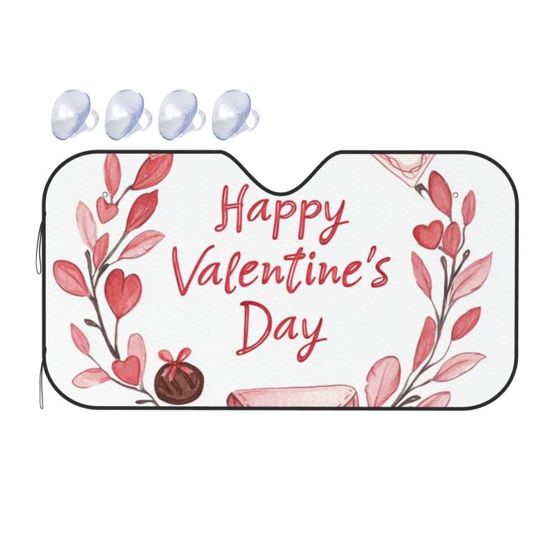 Valentines Day Rose Wagen Happy Valentine's Day Auto-Sonnenschutz für Auto, LKW, SUV, blockiert UV-Strahlen, Sonne, 130 x 70 cm von SHFJASBNUMG