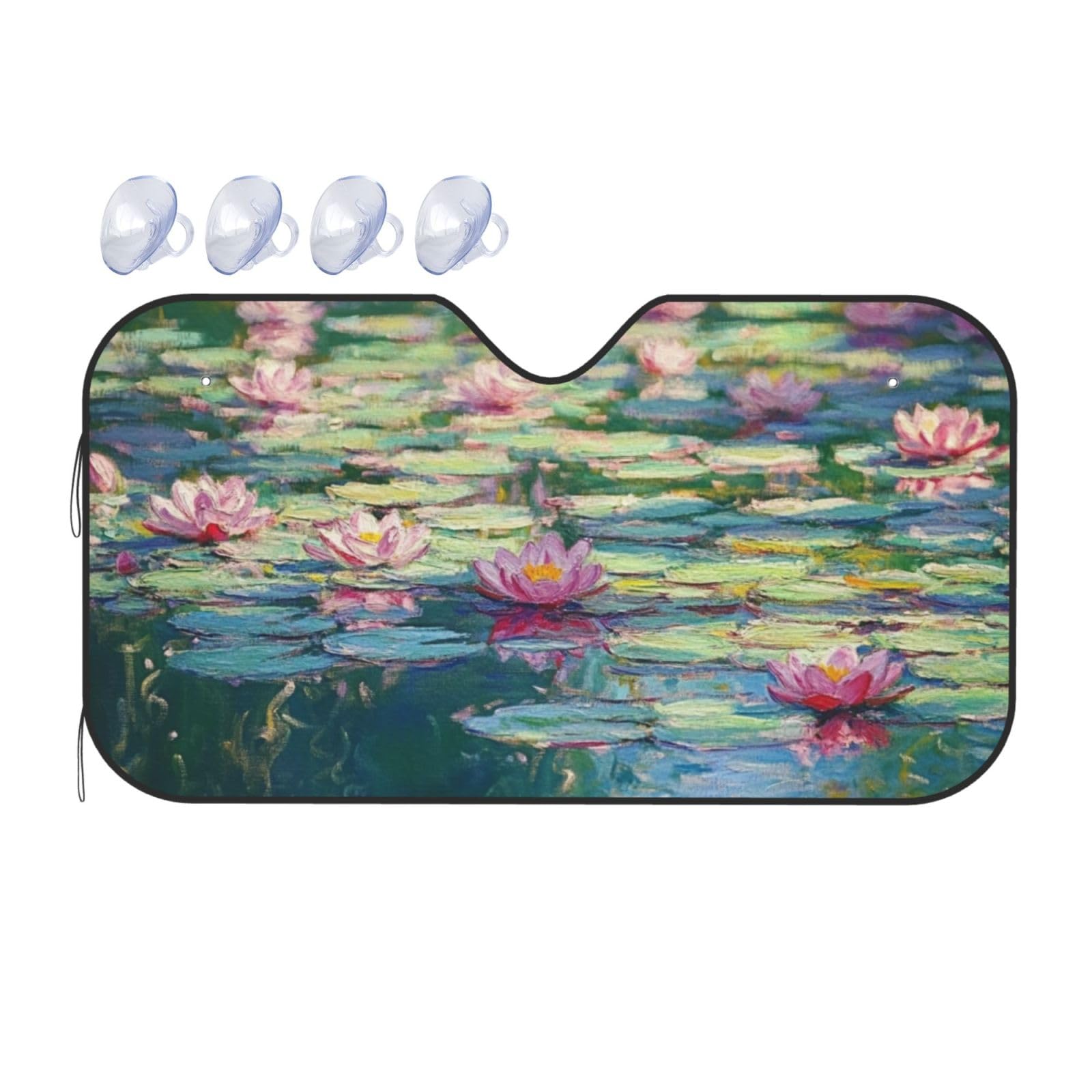 Wasserlilie, grüne Blume, Pflanzenkunst, Natur, Blumenteich, Auto-Windschutzscheibe, Wärmedämmung, Sonnenschutz, leicht, einfach zu bedienen, Auto-Sonnenblende für SUV, Limousine und PKW, 140 x 76 cm Wasserlilie, grüne Blume, Pflanzenkunst, Natur, Blumenteich, Auto-Windschutzscheibe, Wärmedämmung, Sonnenschutz, leicht, einfach zu bedienen, Auto-Sonnenblende für SUV, Limousine und PKW, 140 x 76 cm von SHFJASBNUMG