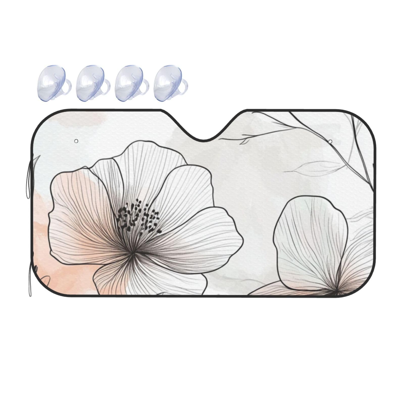Weiße Blumen Aquarell Blumen Auto Windschutzscheibe Wärmeisolierung Sonnenschutz Leicht Einfach zu bedienen Auto Sonnenblende für SUV Limousine und PKW 140 x 76 cm Weiße Blumen Aquarell Blumen Auto Windschutzscheibe Wärmeisolierung Sonnenschutz Leicht Einfach zu bedienen Auto Sonnenblende für SUV Limousine und PKW 140 x 76 cm von SHFJASBNUMG