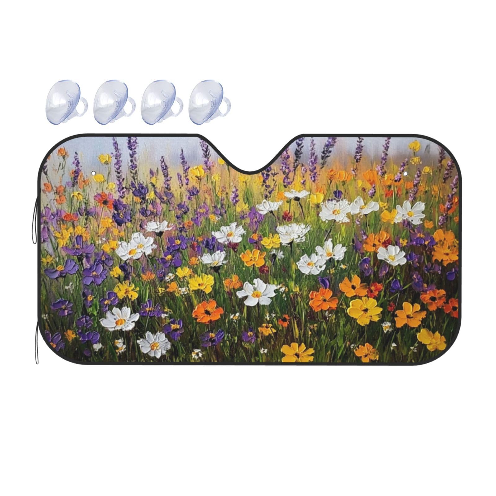 Wildblumen-Gemälde, lila-gelb, florales Kunstwerk, Blumen, Auto-Sonnenschutz für Auto, LKW, SUV, blockiert UV-Strahlen, Sonne, 130 x 70 cm Wildblumen-Gemälde, lila-gelb, florales Kunstwerk, Blumen, Auto-Sonnenschutz für Auto, LKW, SUV, blockiert UV-Strahlen, Sonne, 130 x 70 cm von SHFJASBNUMG