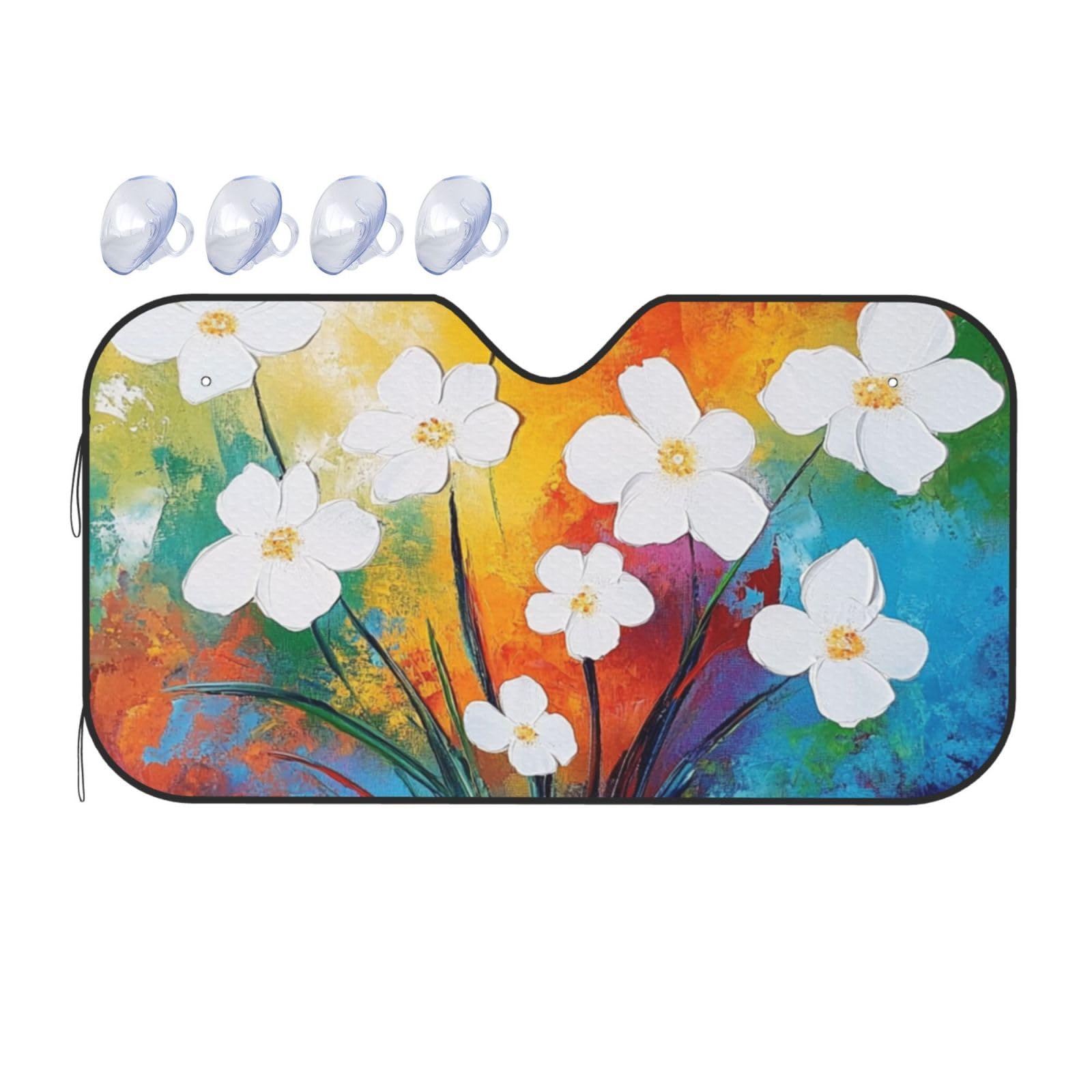 Wildblumen Malerei bunte Blumen Gänseblümchen Auto Sonnenschutz für Auto, LKW, SUV – blockiert UV-Strahlen Sonne, 130 x 70 cm Wildblumen Malerei bunte Blumen Gänseblümchen Auto Sonnenschutz für Auto, LKW, SUV – blockiert UV-Strahlen Sonne, 130 x 70 cm von SHFJASBNUMG