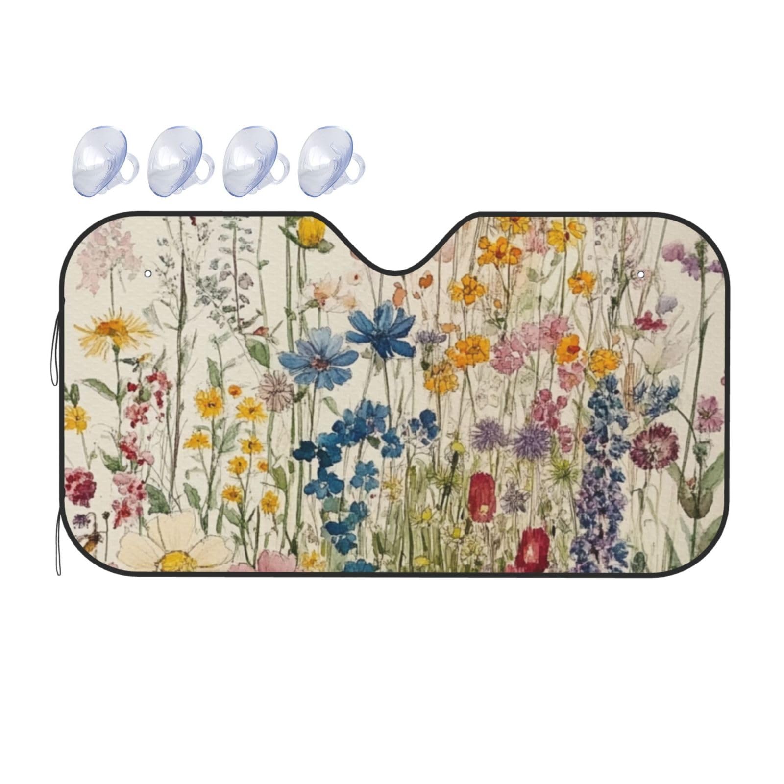 Wildblumenbilder, bunte Pflanzengemälde, Gänseblümchen, Auto-Windschutzscheibe, Wärmedämmung, Sonnenschutz, leicht, einfach zu bedienen, Auto-Sonnenblende für SUV, Limousine und PKW, 140 x 76 cm Wildblumenbilder, bunte Pflanzengemälde, Gänseblümchen, Auto-Windschutzscheibe, Wärmedämmung, Sonnenschutz, leicht, einfach zu bedienen, Auto-Sonnenblende für SUV, Limousine und PKW, 140 x 76 cm von SHFJASBNUMG