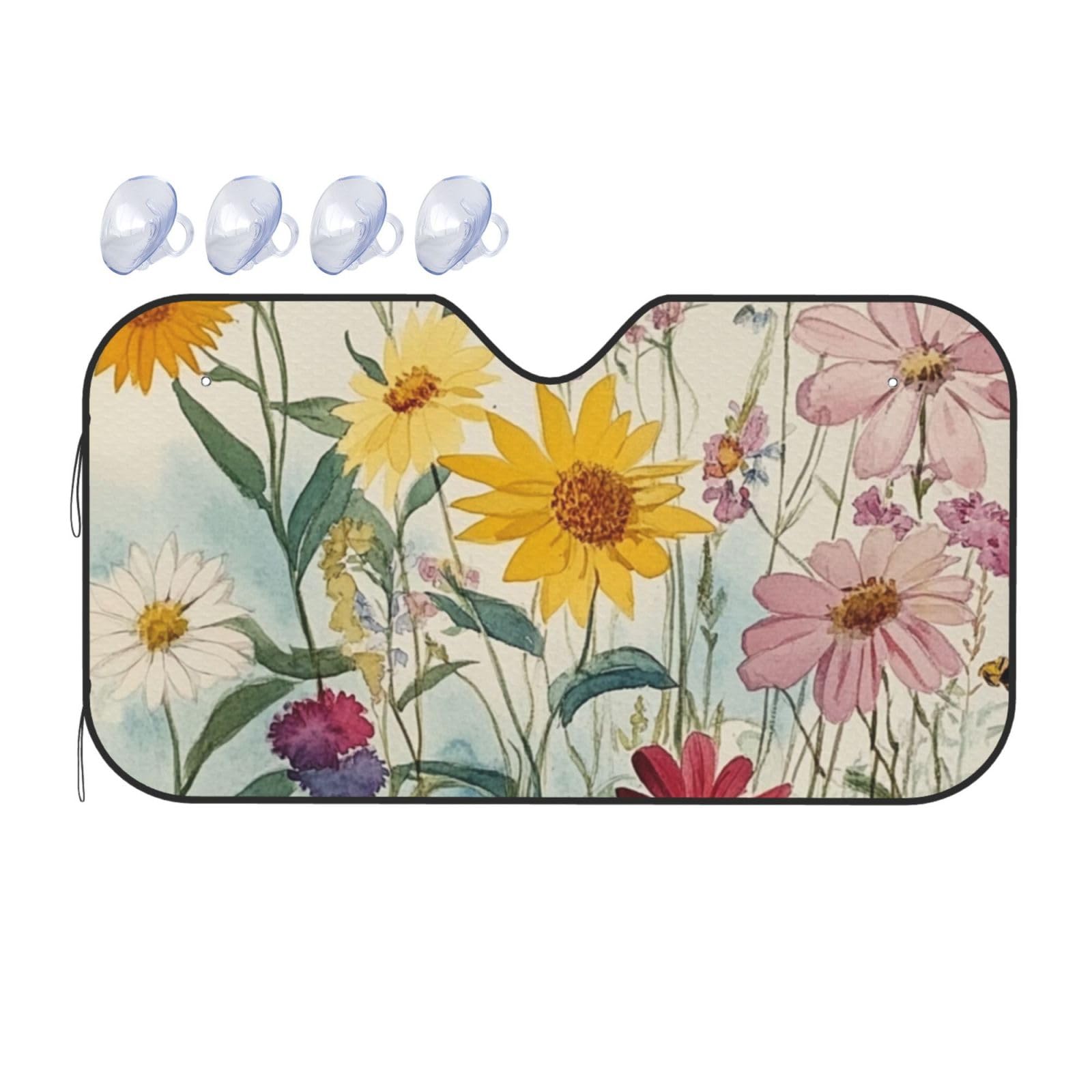 Wildblumenbilder, bunte Pflanzenmalereien, Gänseblümchen, Auto-Sonnenschutz für Auto, LKW, SUV, blockiert UV-Strahlen, Sonne, 130 x 70 cm Wildblumenbilder, bunte Pflanzenmalereien, Gänseblümchen, Auto-Sonnenschutz für Auto, LKW, SUV, blockiert UV-Strahlen, Sonne, 130 x 70 cm von SHFJASBNUMG