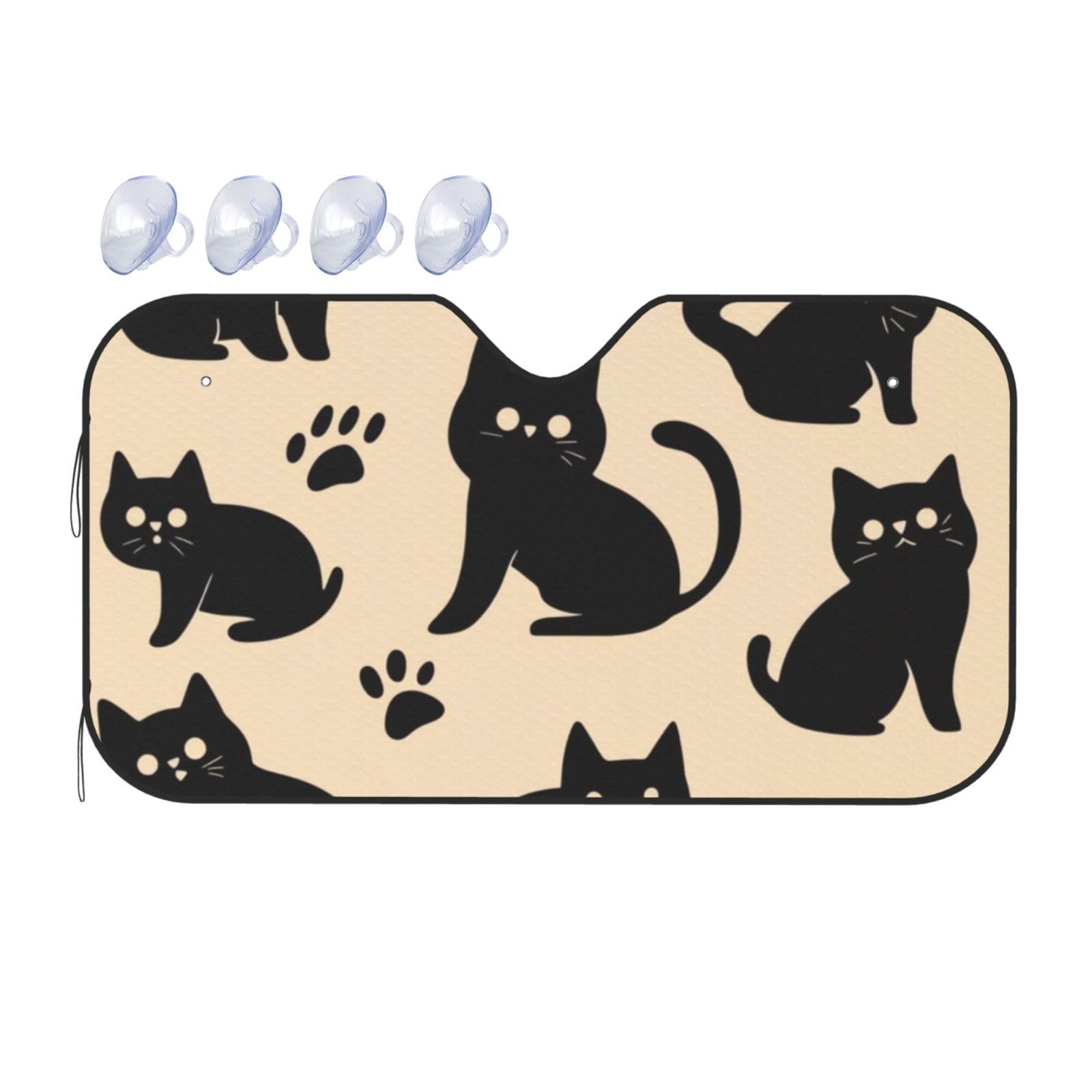Windschutzscheiben-Sonnenschutz, Motiv: schwarze Katzen, Kawaii-Katze, Cartoon, schwarze Katzen, faltbar, blockiert UV-Strahlen, 130 x 70 cm Windschutzscheiben-Sonnenschutz, Motiv: schwarze Katzen, Kawaii-Katze, Cartoon, schwarze Katzen, faltbar, blockiert UV-Strahlen, 130 x 70 cm von SHFJASBNUMG