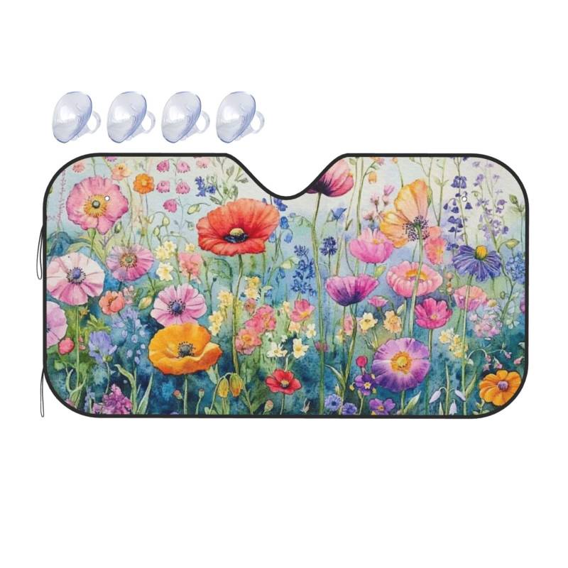 Wunderschöne Sonnenblende für die Windschutzscheibe, wärmeisolierend, leicht, einfach zu bedienen, für SUV, Limousine und PKW, 140 x 76 cm von SHFJASBNUMG