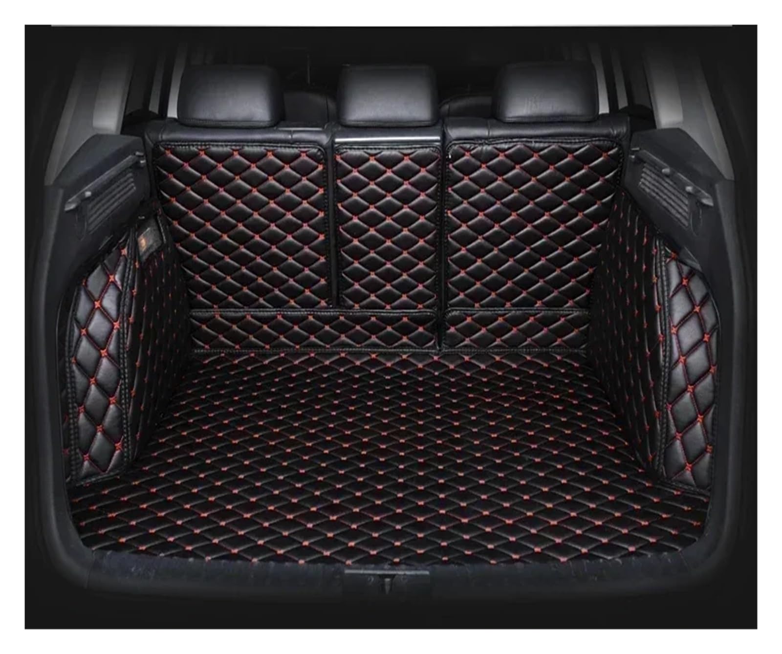 Kofferraummatte für Infiniti QX70 2013–2017, vollständige Abdeckung, Innenausstattung, Autozubehör, Teppich, Kofferraumschutz (Schwarz / Rot, 4 Stück) von SHGJGH