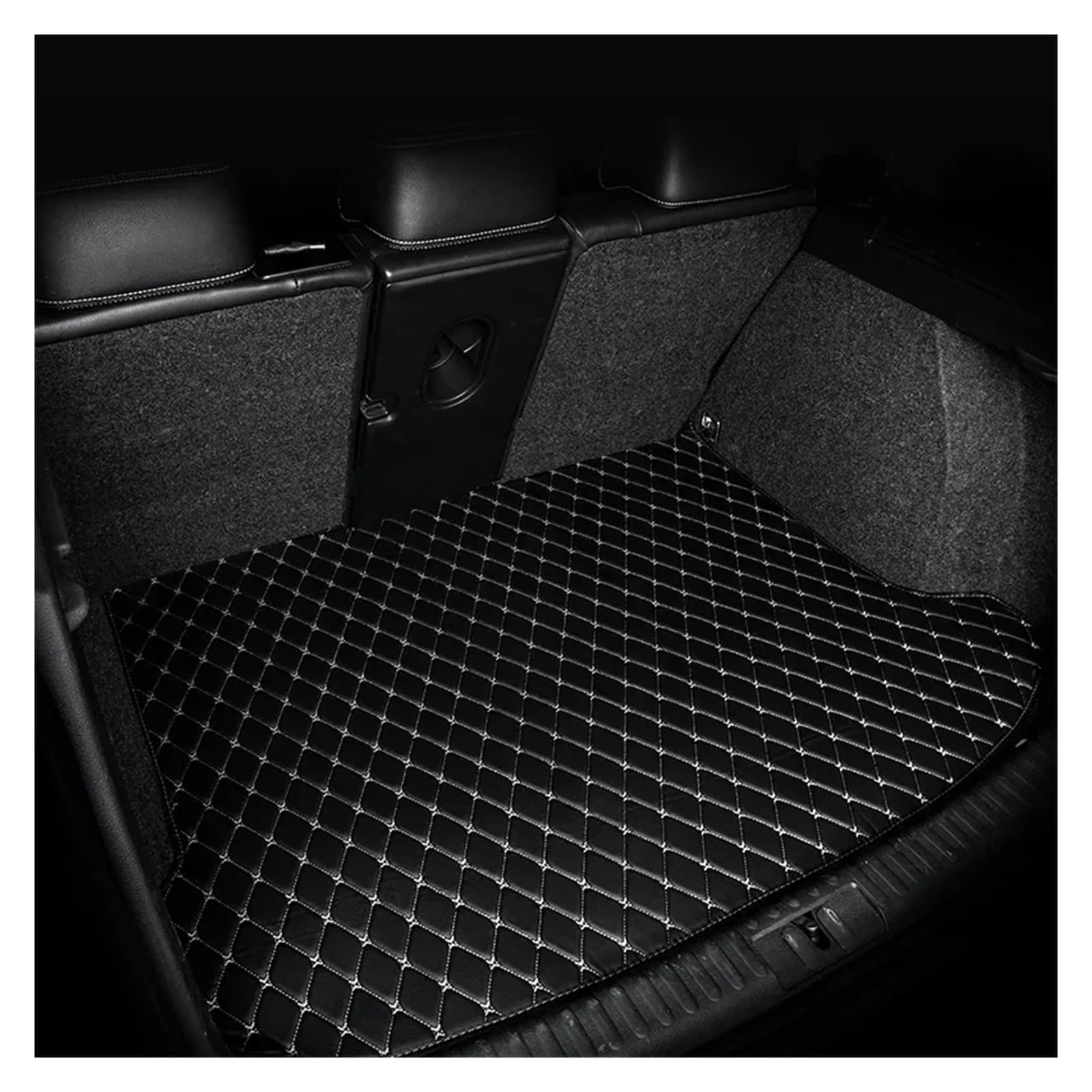 SHGJGH Kofferraummatte für Peugeot 5008 P87 2017 ~ 2023, Auto-Innendekoration, Kofferraumwanne, wasserdicht, Schutzpolster, Autozubehör, Kofferraumschutz (schwarz-beigefarbenes Zeichen) von SHGJGH