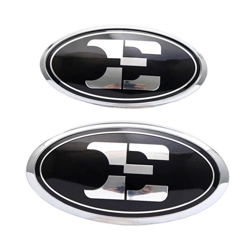 2 Stück Chrom Schwarz E Logo Emblem Fronthaube Heckkofferraumdeckel Kompatibel mit K5 Stinger Autozubehör Aufkleber von SHIAIS
