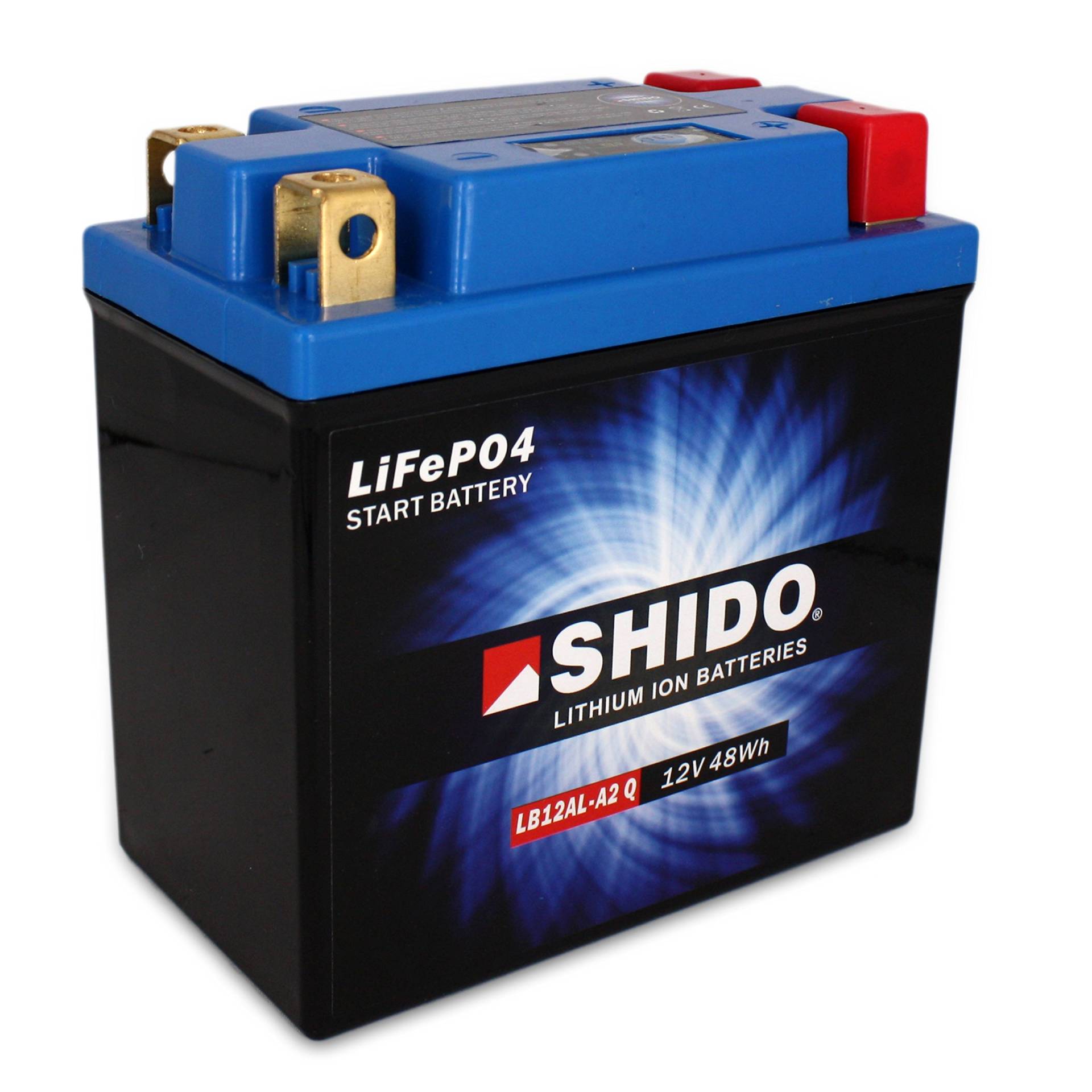 Batterie Shido Lithium LB12AL-A2 / YB12AL-A2 Quattro, 12V/12AH (Maße: 136x82x162) für BMW F650 /Funduro/St Strada Baujahr 1994 von Shido