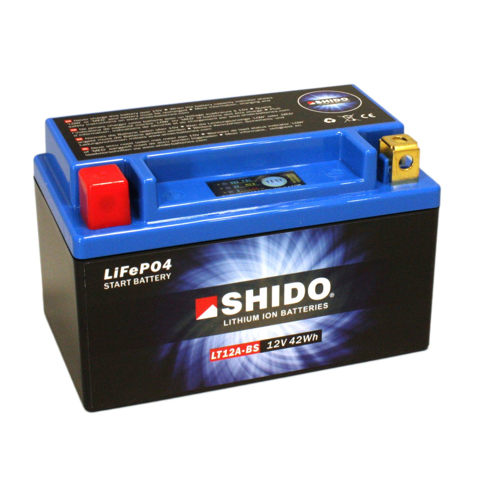 Batterie Shido Lithium LT12A-BS / YT12A-BS, 12V/9,5AH (Maße: 150x87x105) für Kawasaki Z1000 SX /ABS Baujahr 2017 von SHIDO