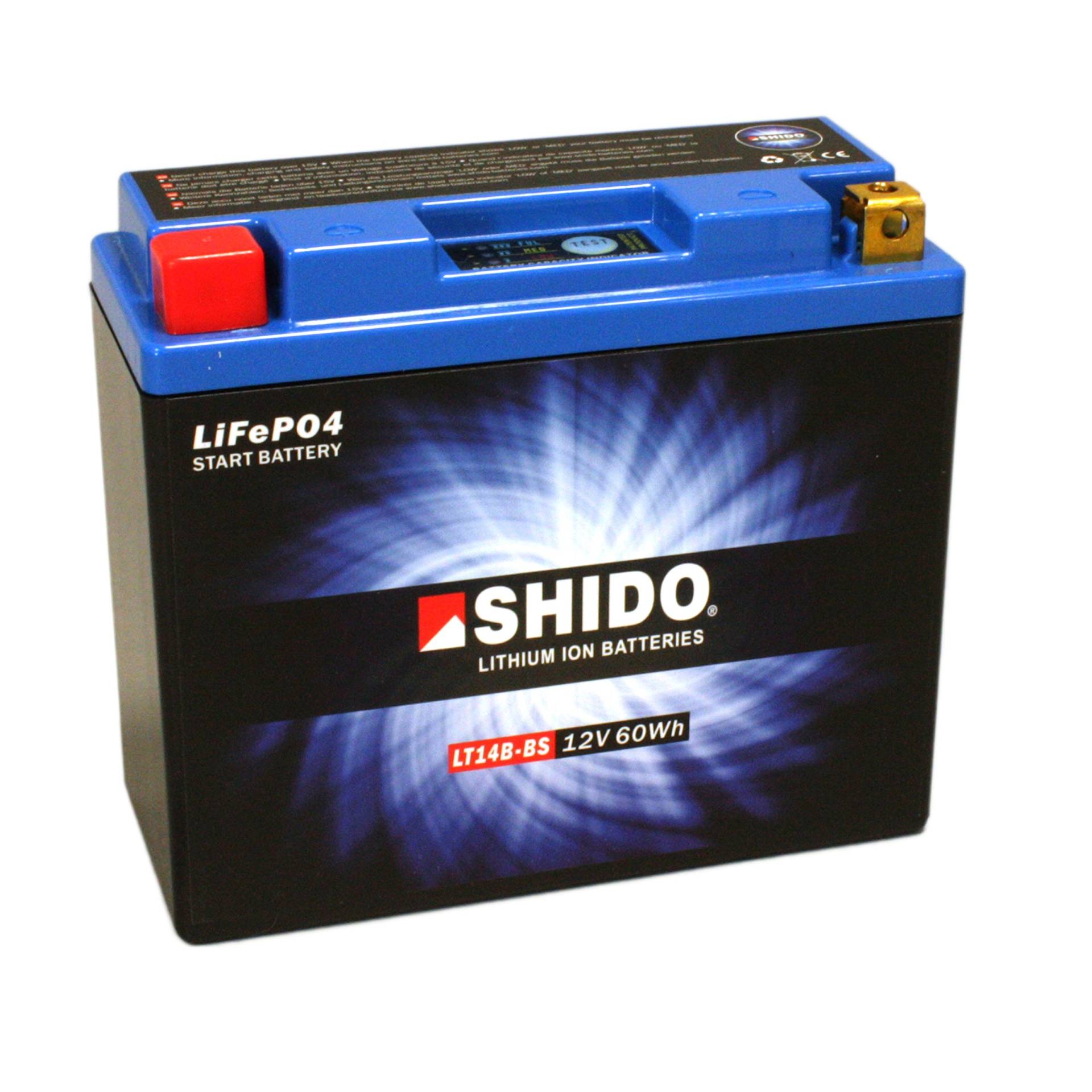 Batterie Shido Lithium LT14B-BS / YT14B-BS, 12V/12AH (Maße: 150x70x145) für Yamaha BT1100 Bulldog Baujahr 2003 von Shido