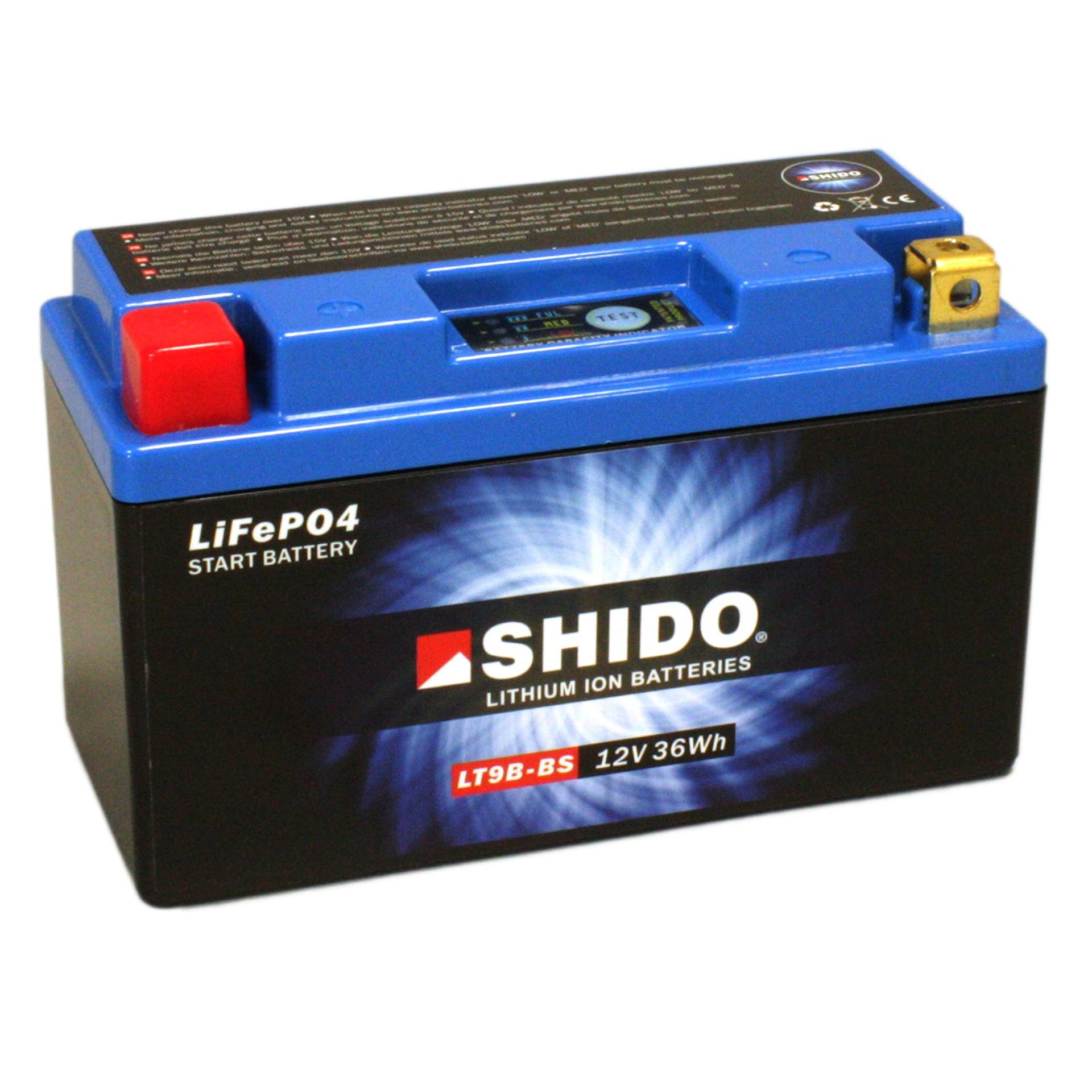 Batterie Shido Lithium LT9B-BS / YT9B-BS, 12V/8AH (Maße: 150x70x105) für Yamaha MT-03 Baujahr 2010 von Shido