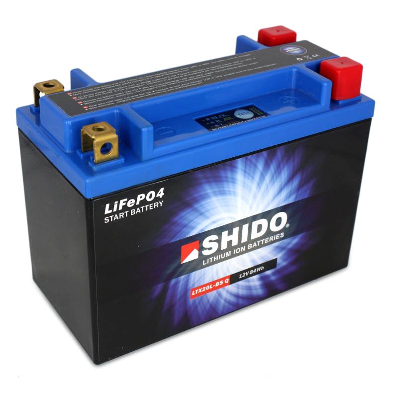 Batterie Shido Lithium LTX20L-BS / YTX20L-BS Quattro, 12V/18AH (Maße: 175x87x155) für Harley Davidson FXST 1340 Softail Standard Baujahr 1992 von Shido