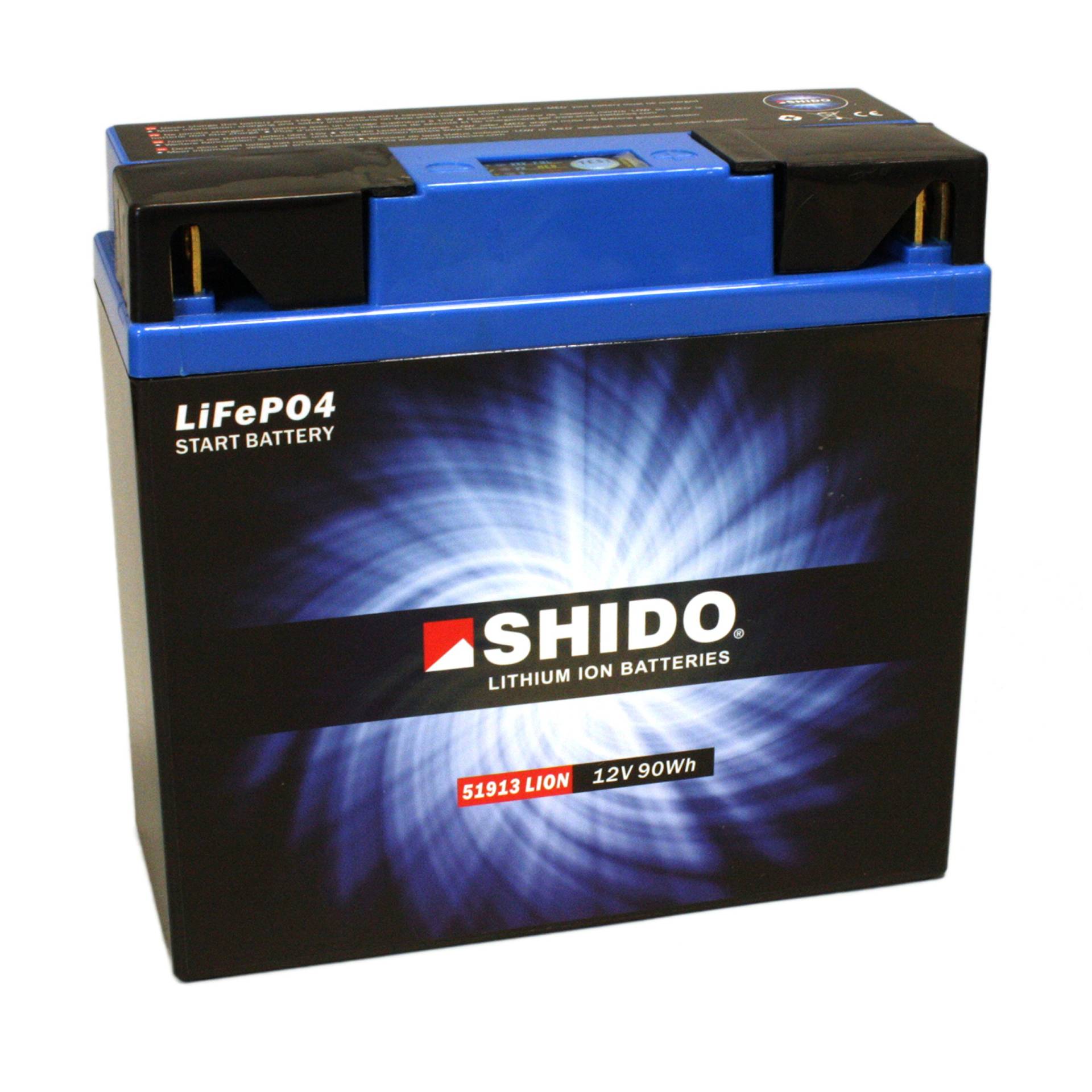 Motorrad Batterie Shido Lithium 51913, 12V/19AH (Maße: 186x82x171) von Shido