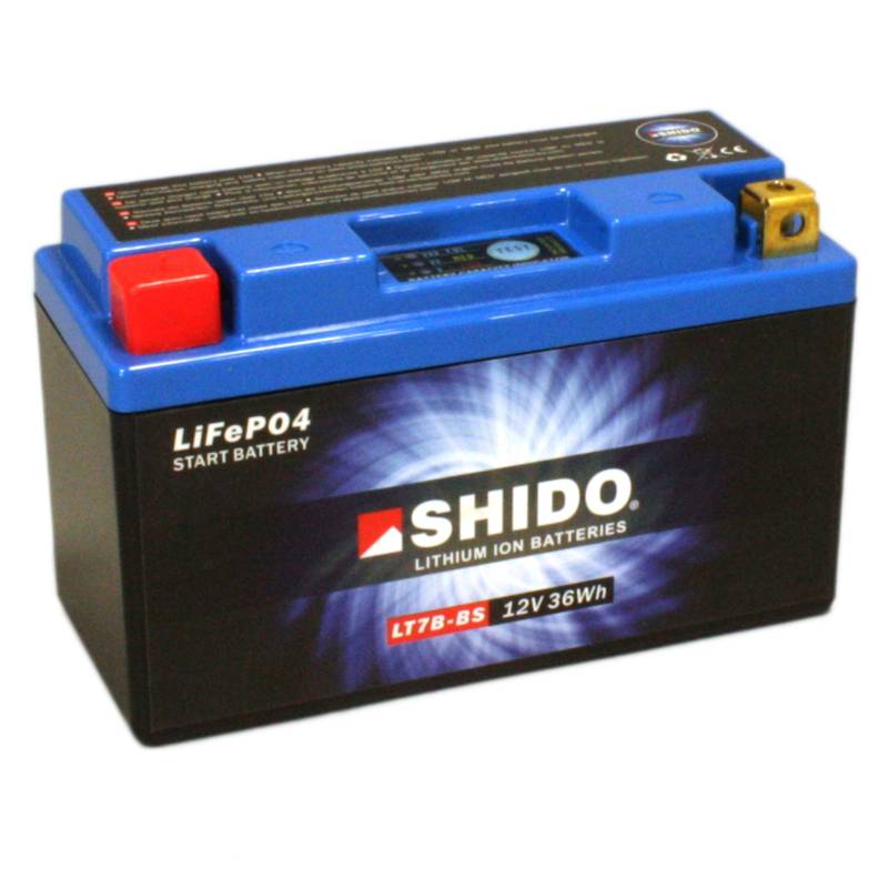 Motorrad Batterie Shido Lithium LT7B-BS / YT7B-BS, 12V/6,5AH (Maße: 150x65x93) von Shido