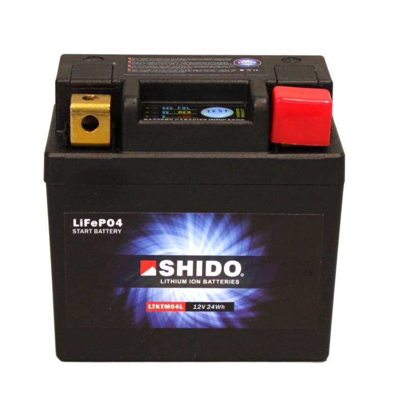 Motorrad Batterie Shido Lithium LTKTM04L für KTM, 12V/2AH (Maße: 89x49x90) von Shido