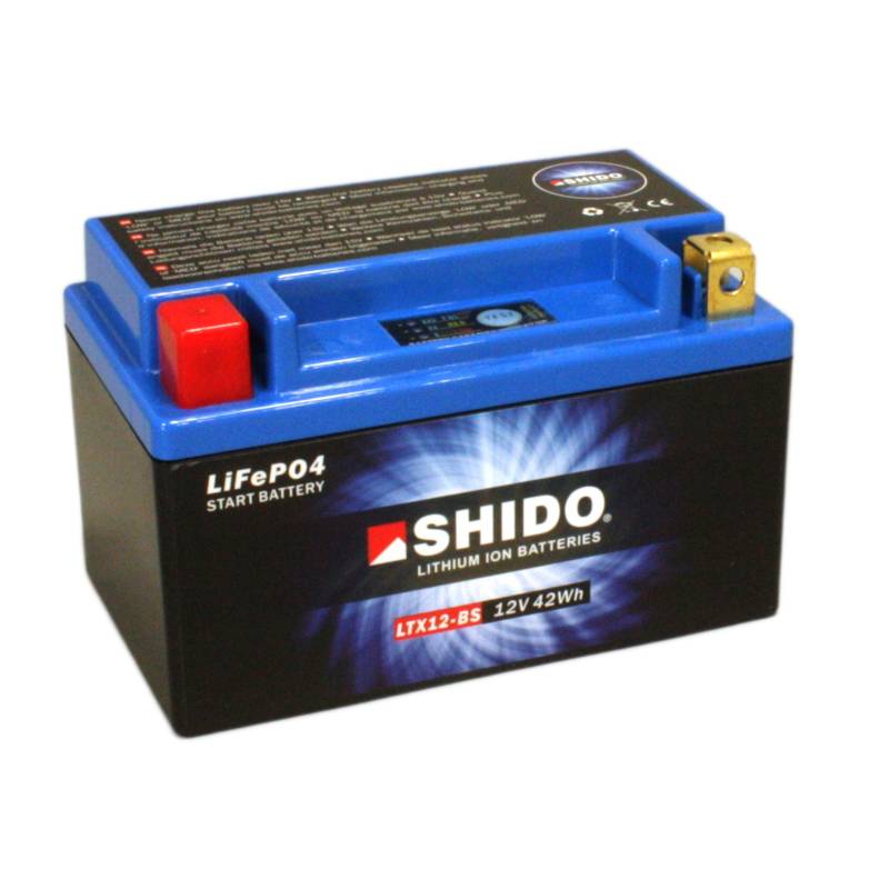 Motorrad Batterie Shido Lithium LTX12-BS / YTX12-BS, 12V/10AH (Maße: 150x87x130) von Shido