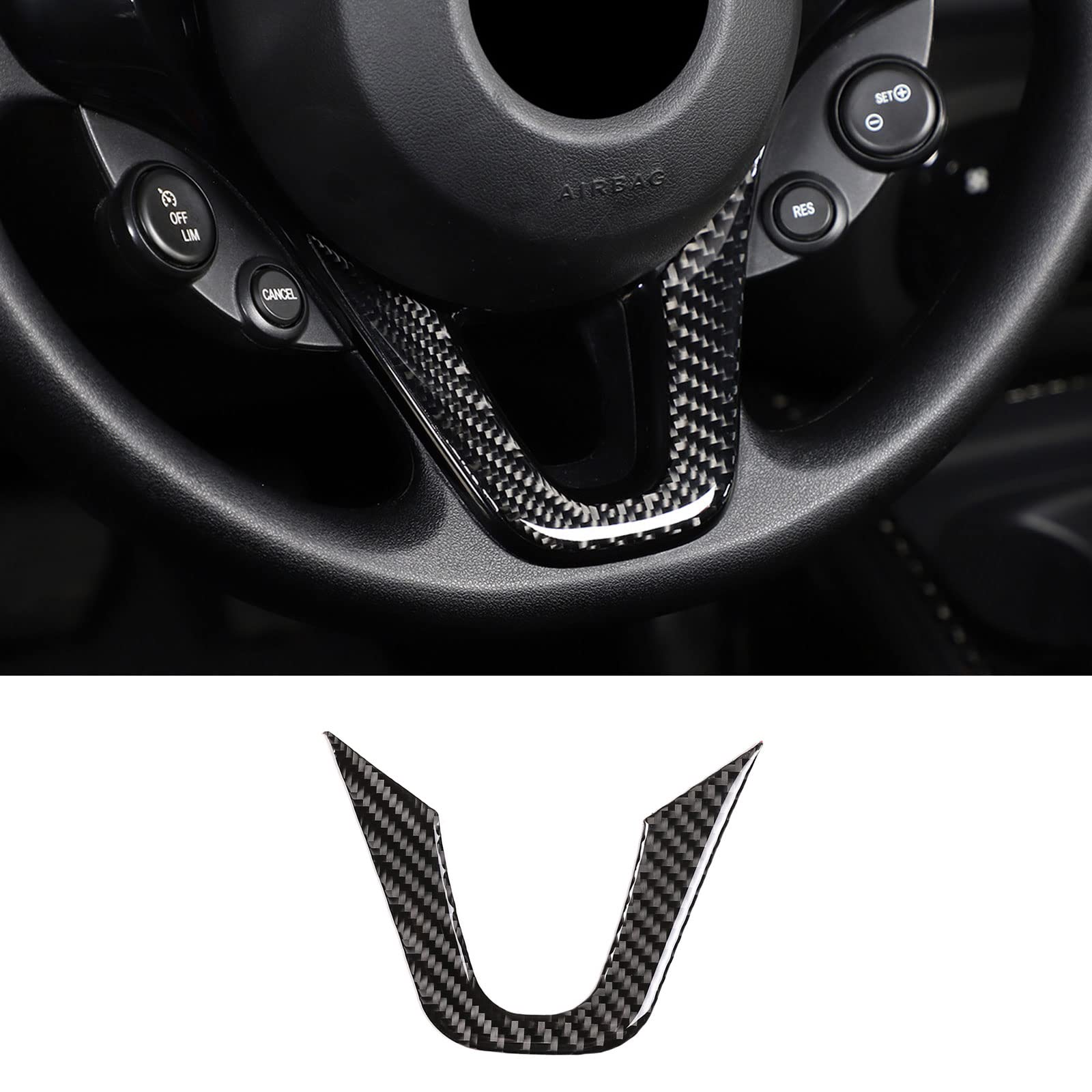 Für Mercedes Benz Smart 453 Fortwo Forfour 2016-2021 Kohlefaser Lenkrad Dekoration Rahmen 3D Aufkleber Zubehör von SHIFENG