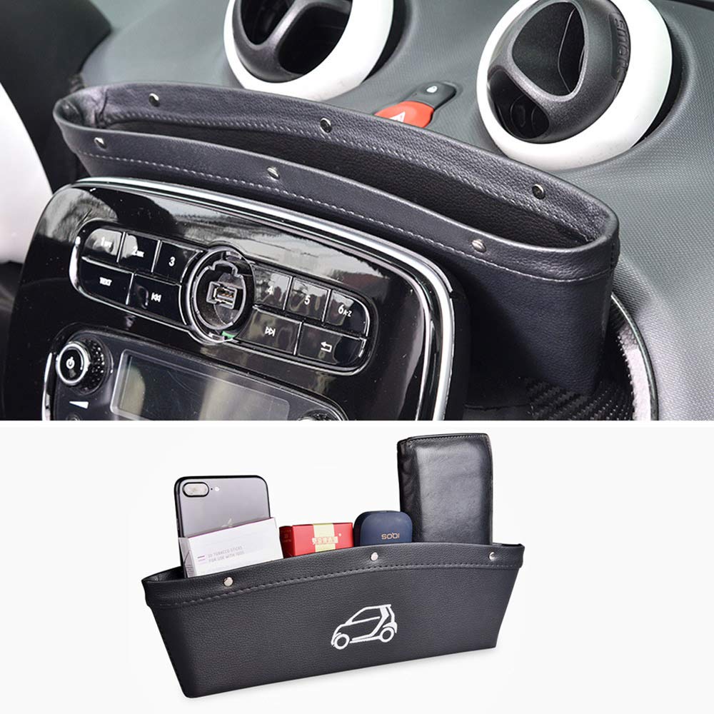 SHIFENG Aufbewahrungsbox für Smart 451 453 fortwo forfour Auto-Armaturenbrett-Sitz, Innenzubehör, Schwarz mit Logo von SHIFENG