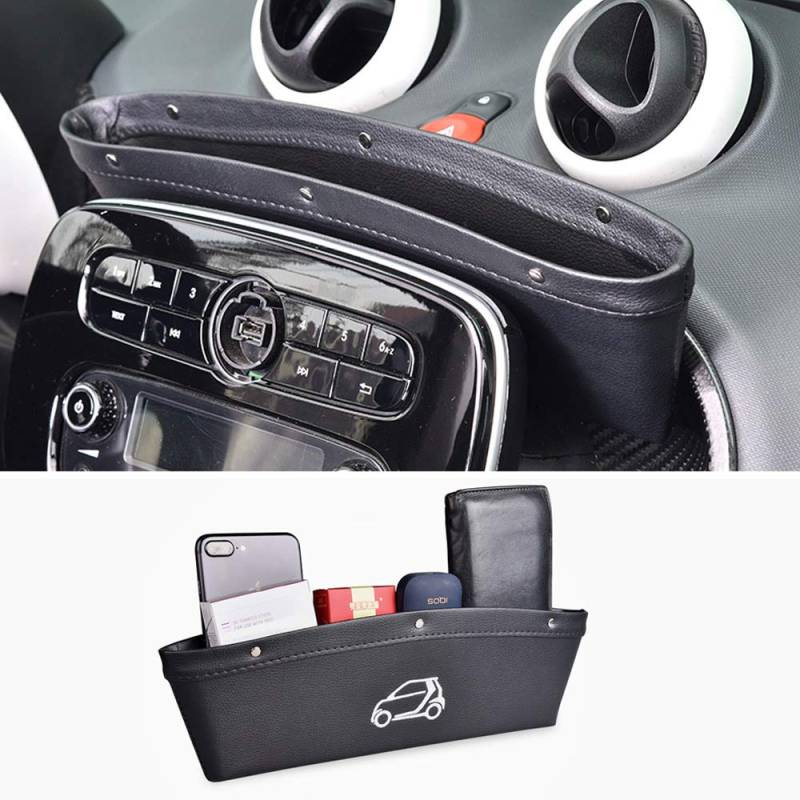 SHIFENG Aufbewahrungsbox für Smart 451 453 fortwo forfour Auto-Armaturenbrett-Sitz, Innenzubehör, Schwarz mit Logo von SHIFENG