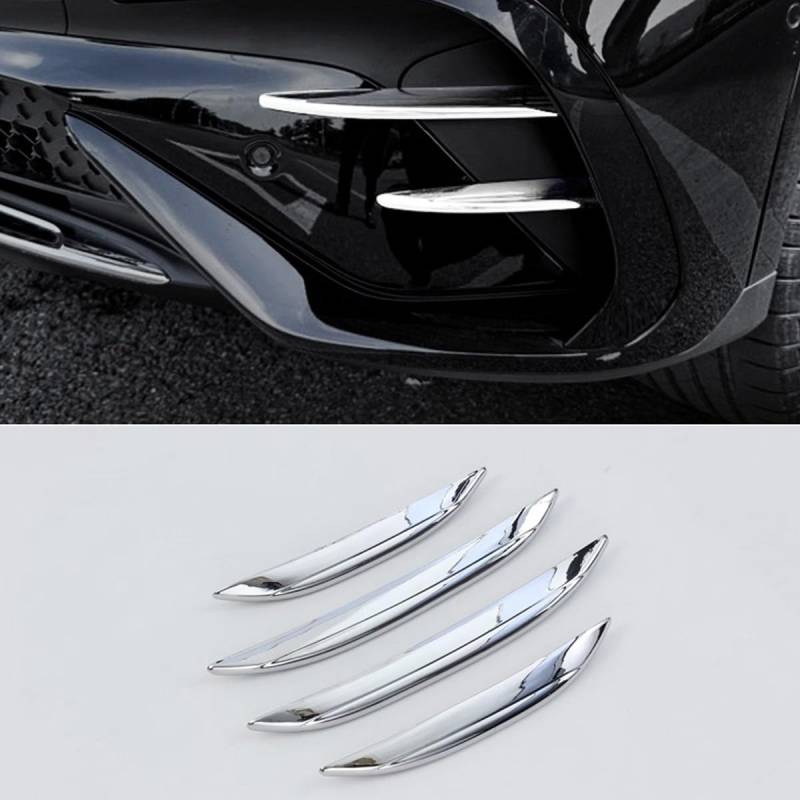 SHIFENG Kompatibel mit MB GLC Klasse X254 GLC260 GLC300 2023 2024 ABS Auto Nebelscheinwerfer Augenbrauen Trim Dekoration Streifen Zubehör (Shinny Silver) von SHIFENG