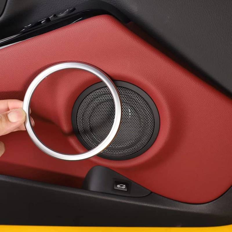 SHIFENG Für Toyota GR Supra A90 2019 2020 2021 2022 ABS Autotür Lautsprecher Ring Verkleidung Aufkleber Innenraum Zubehör 4 Stück (Silber) von SHIFENG