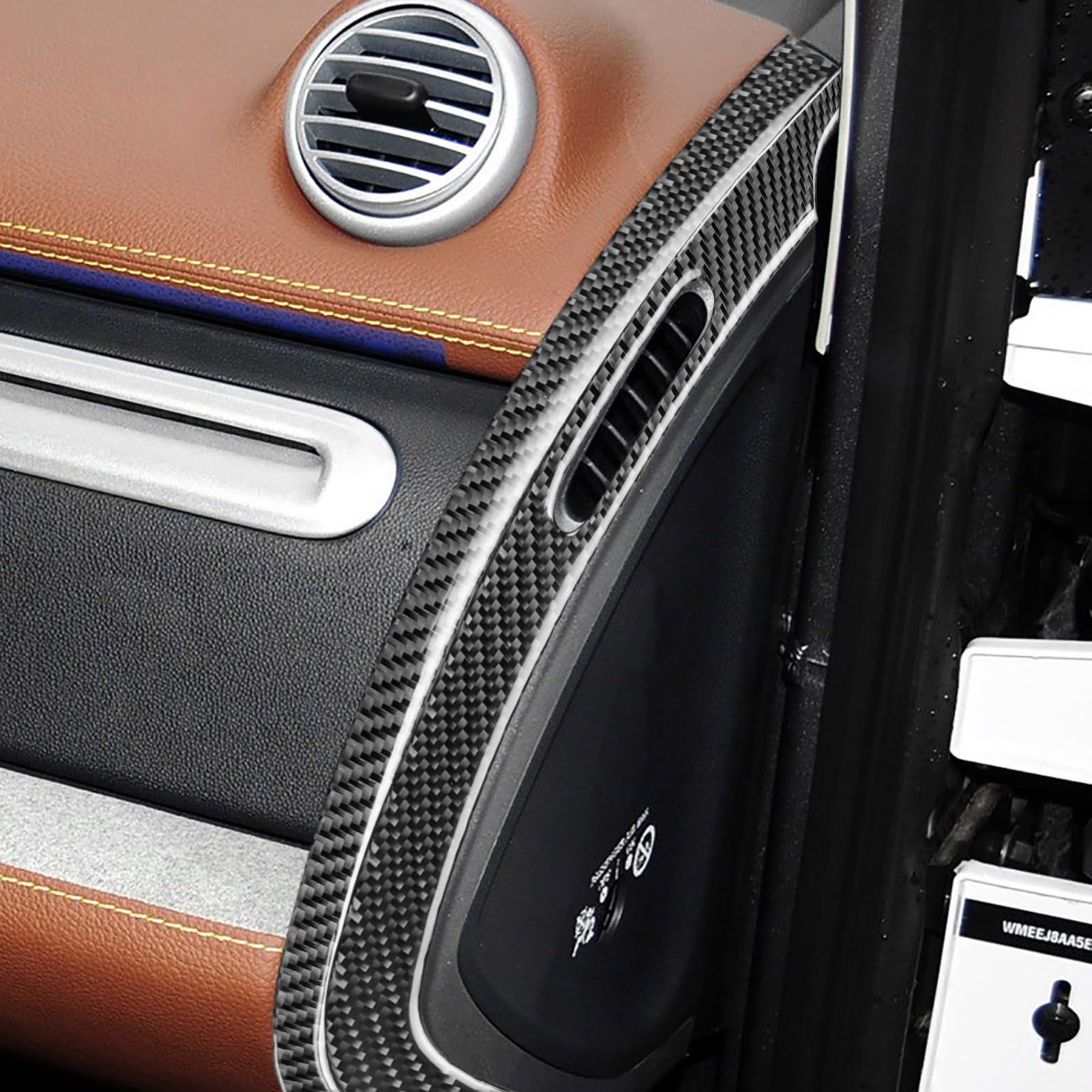 SHIFENG Kompatibel mit Smart Fortwo 451 2008-2014 Kohlefaser Auto Interieur Armaturenbrett Seitendekoration Trim Zubehör 4 Stück von SHIFENG