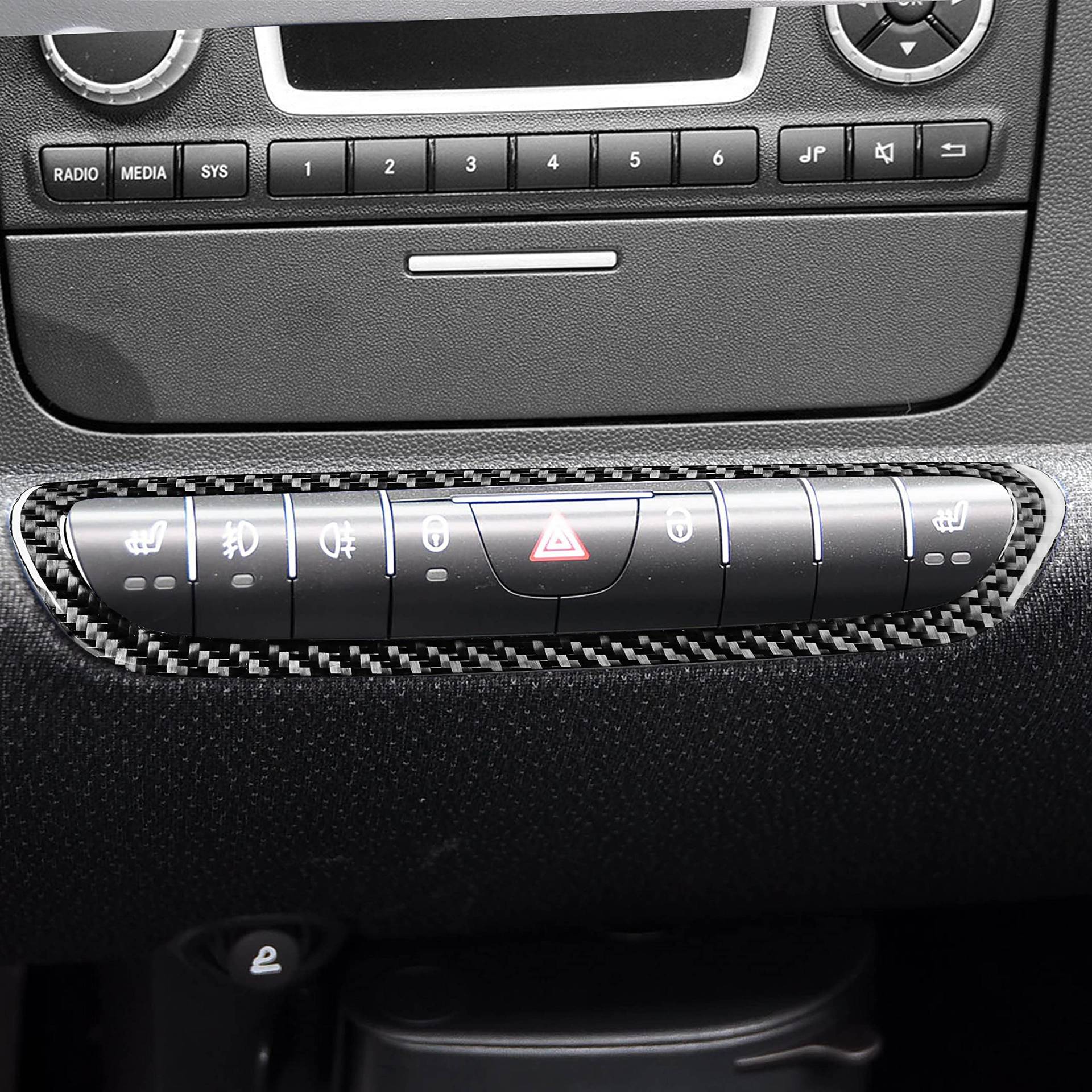 SHIFENG Kompatibel mit Smart Fortwo 451 2008–2015, Kohlefaser-Stil, Auto-Innenraum, dekorativer Rahmen der zentralen Steuerung, Türschloss-Schalter-Knopf-Verkleidung SHIFENG Kompatibel mit Smart Fortwo 451 2008–2015, Kohlefaser-Stil, Auto-Innenraum, dekorativer Rahmen der zentralen Steuerung, Türschloss-Schalter-Knopf-Verkleidung von SHIFENG