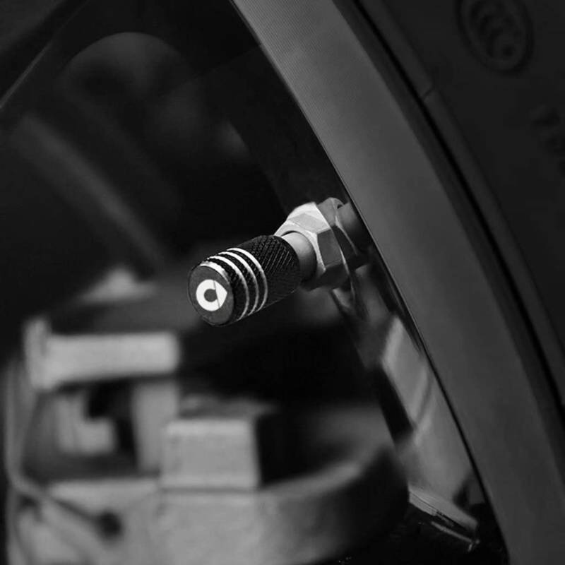SHIFENG Ventilkappen für Mercedes Smart 450 451 453 Fortwo Forfour Reifen, dekoratives Zubehör, 4 Stück (C-Logo, schwarz) von SHIFENG