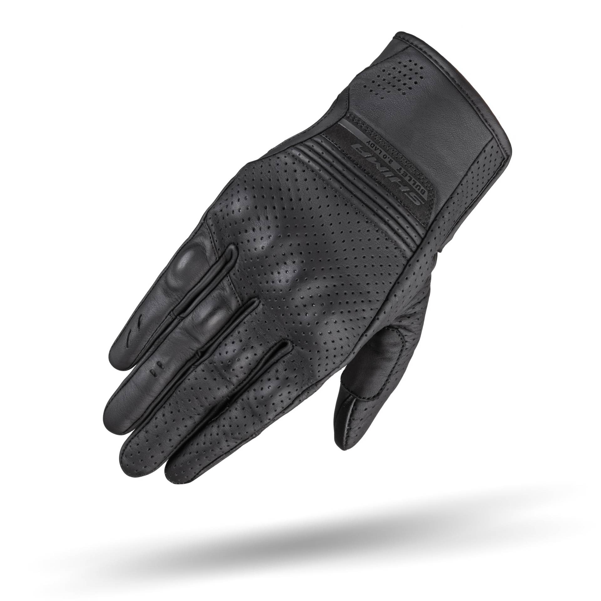 SHIMA BULLET Motorrad Handschuhe Damen Leder Kurze Sommer Motorradhandschuhe Schutz Touchscreen Stadt Lederhandschuhe Motorcycle Belüftet Verstärkt Perforiertes Leicht (Frauen, Schwarz, L) von SHIMA