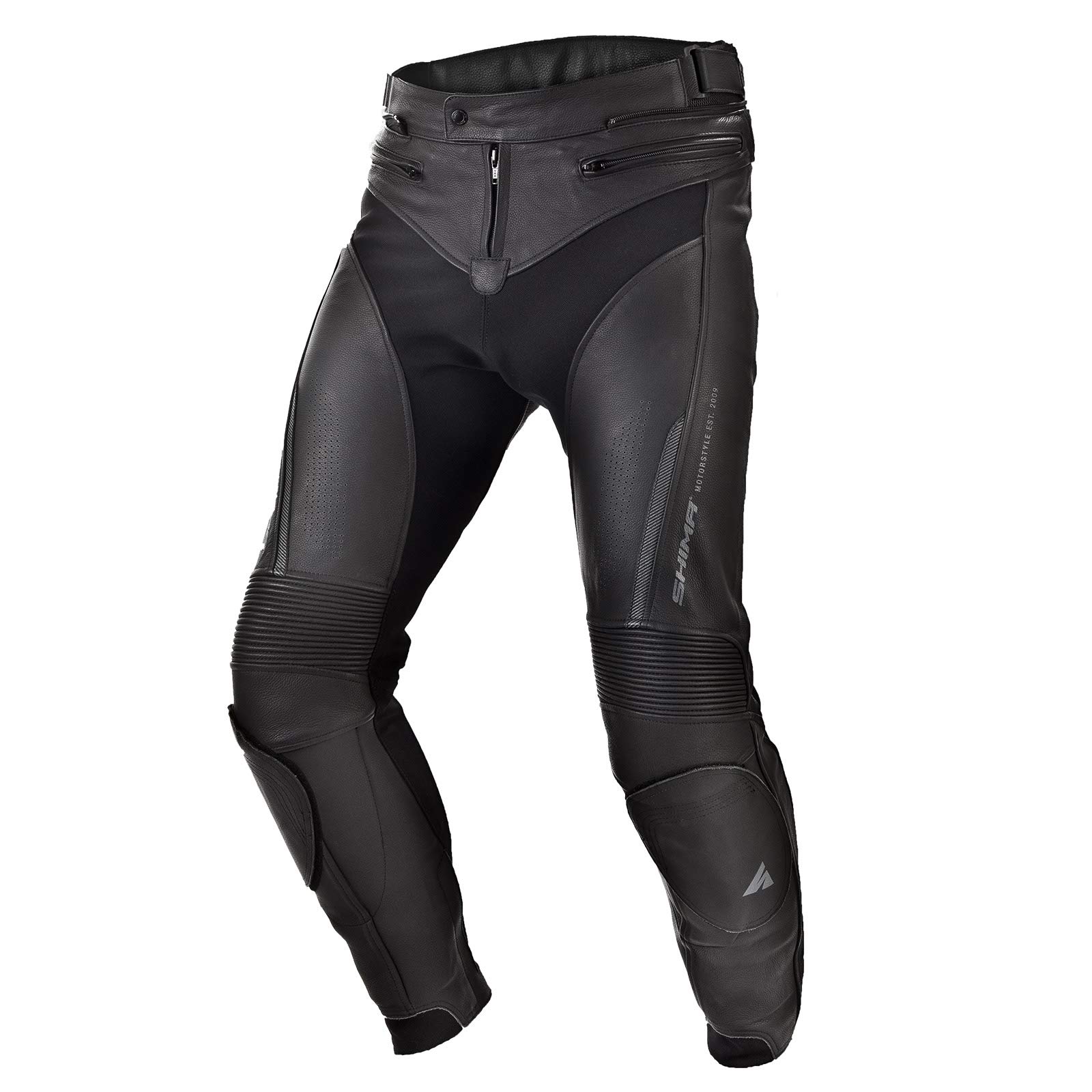 SHIMA CHASE Motorradhose - Leder, Sporthose mit Hüft- und Knieprotektoren, perforiertes Leder, für 2-teilige Kombi (Schwarz, 50) von SHIMA