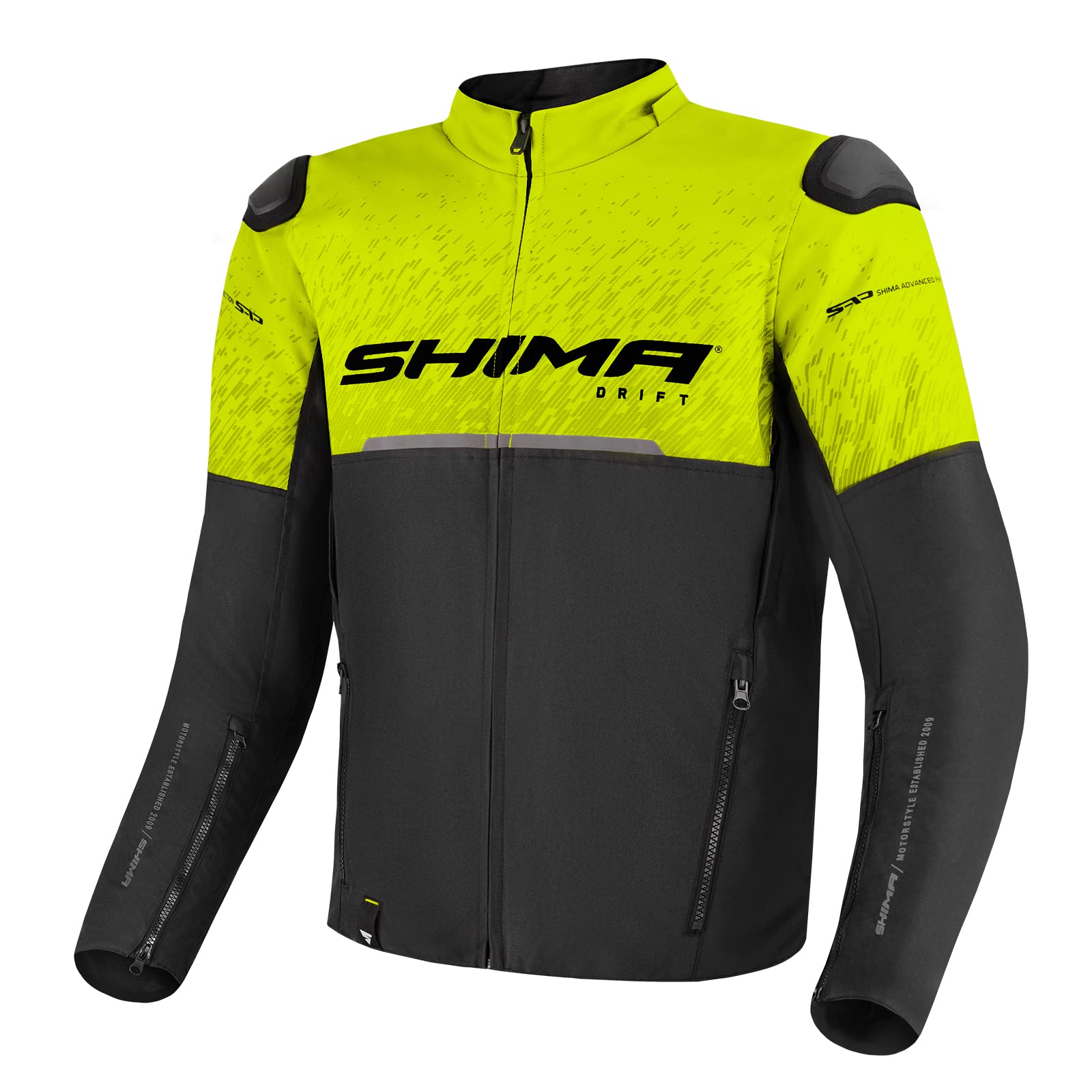 SHIMA DRIFT Motorradjacke Herren | Leichte, Atmungsaktive Sommer Mesh Motorcycle Stadt Textiljacke Männer mit CE Schulter Ellbogen und Rückenprotektoren, Breitenverstellung (Fluo, XXL) von SHIMA