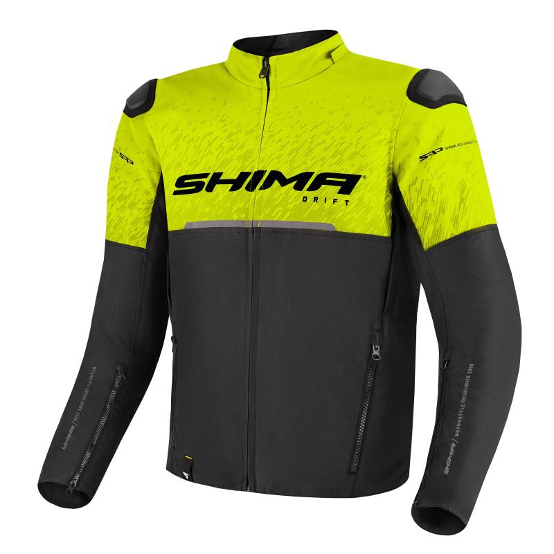 SHIMA DRIFT Motorrad Jacke Herren mit Protektoren AIRFORCE Rückenprotektor Motorradjacke Sommer Schulter Protektor Ellbogen Textiljacke Schutzjacken Protektorenjacke Stadt (Männer, Fluo, XXL) von SHIMA